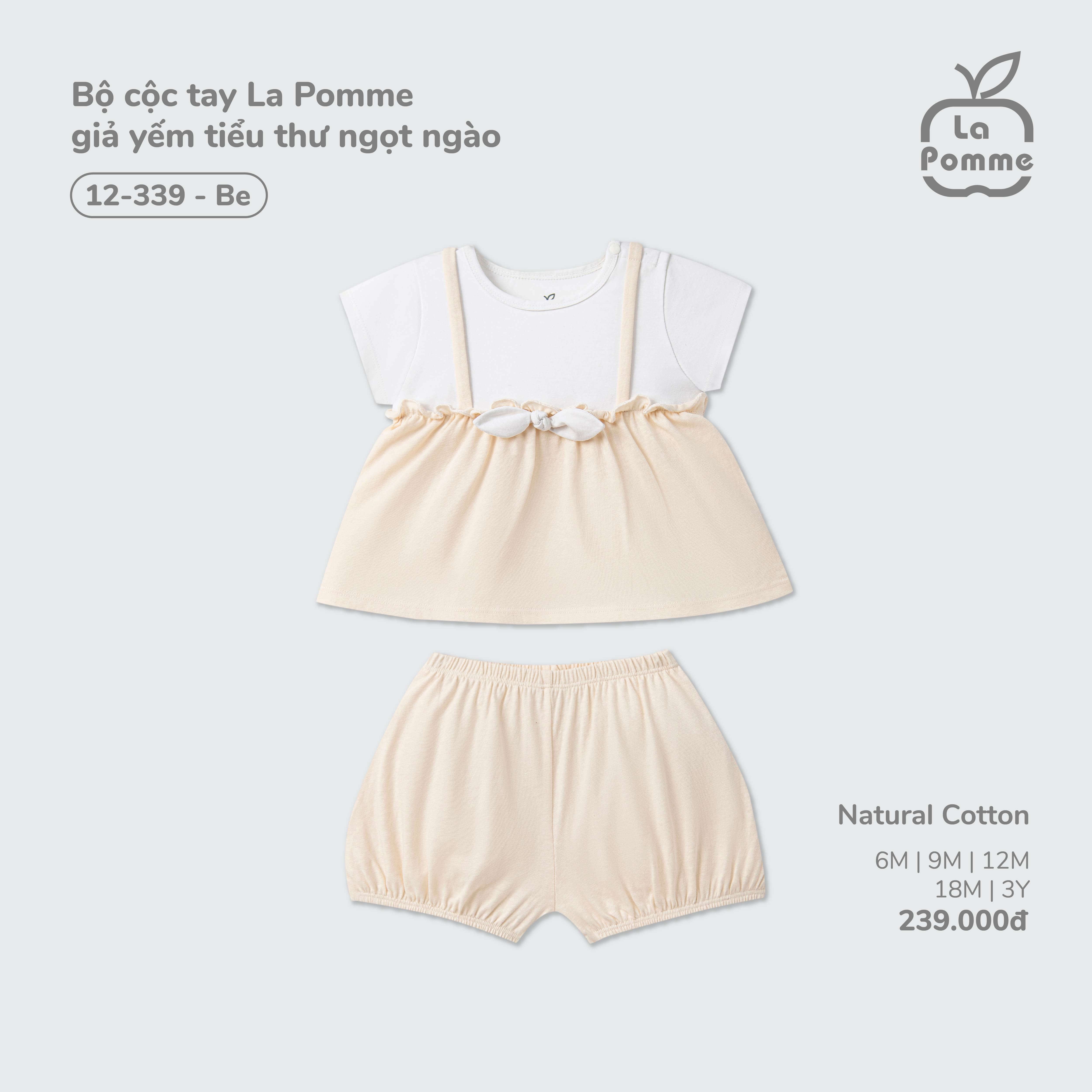 Bộ cộc tay La Pomme giả yếm tiểu thư ngọt ngào (Be) (6M,9M,12M,18M,3Y)