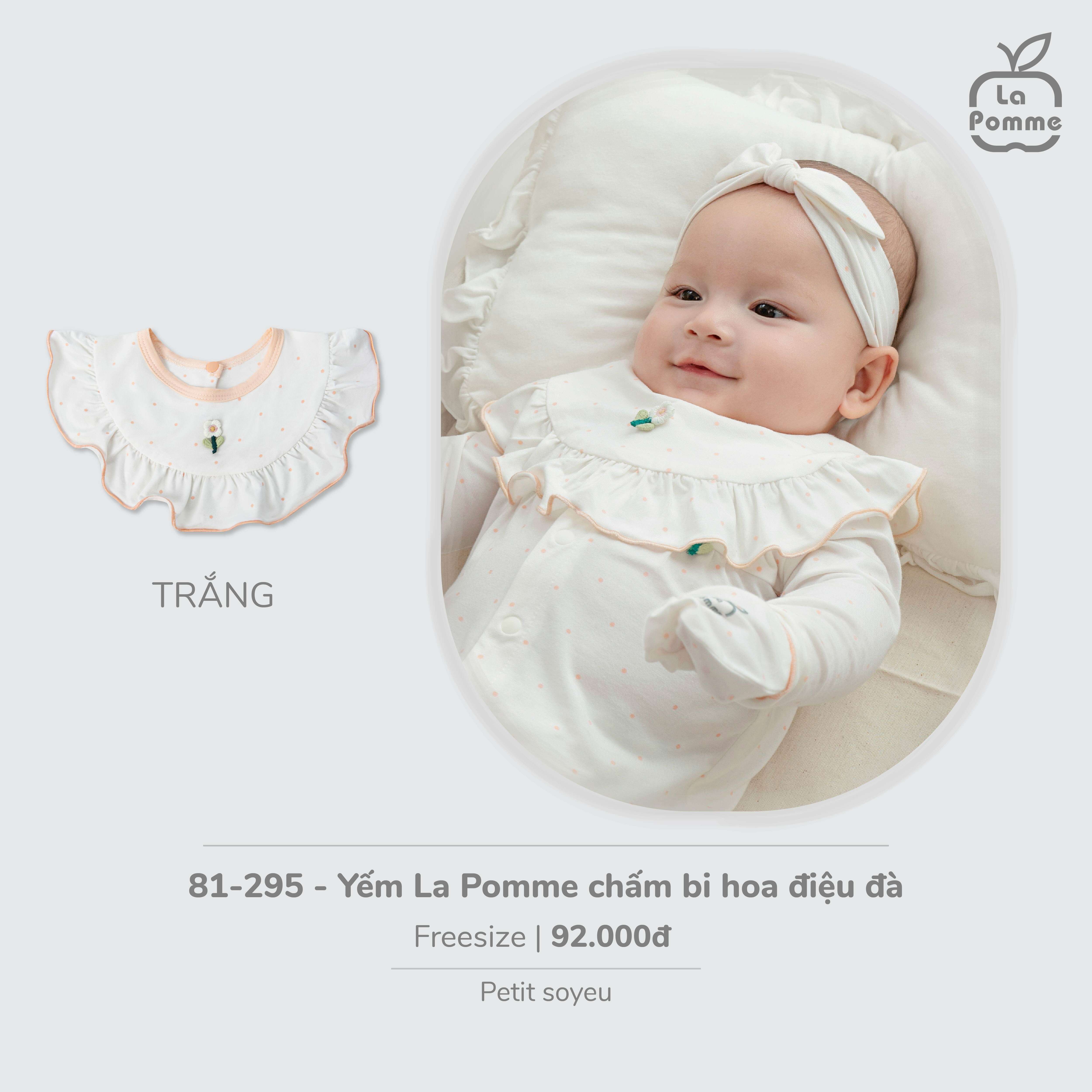 Yếm La Pomme chấm bi hoa điệu đà (Trắng)