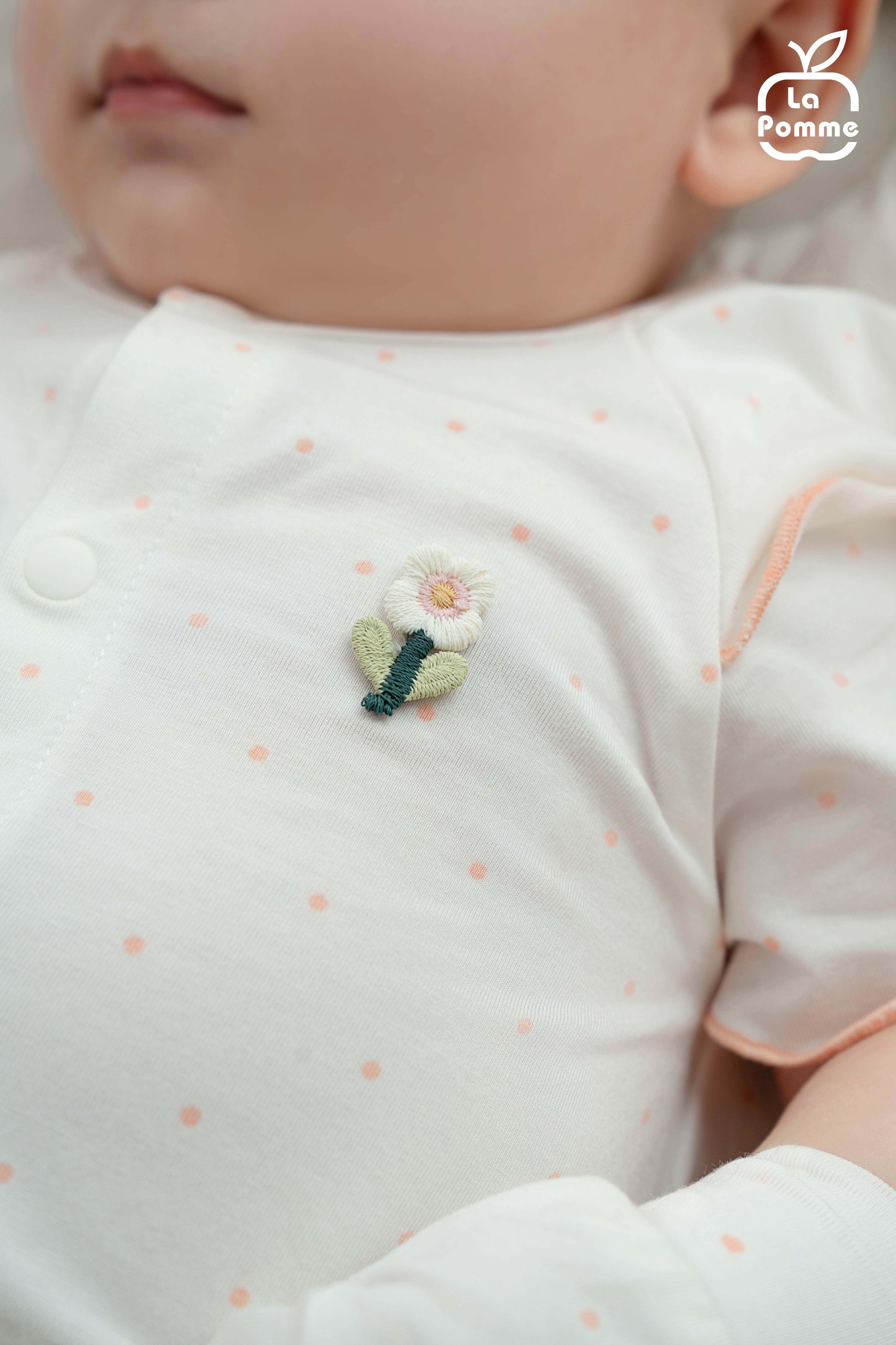 Body chip cộc La Pomme chấm bi hoa điệu đà Trắng (0M,3M,6M,9M) — ảnh 3