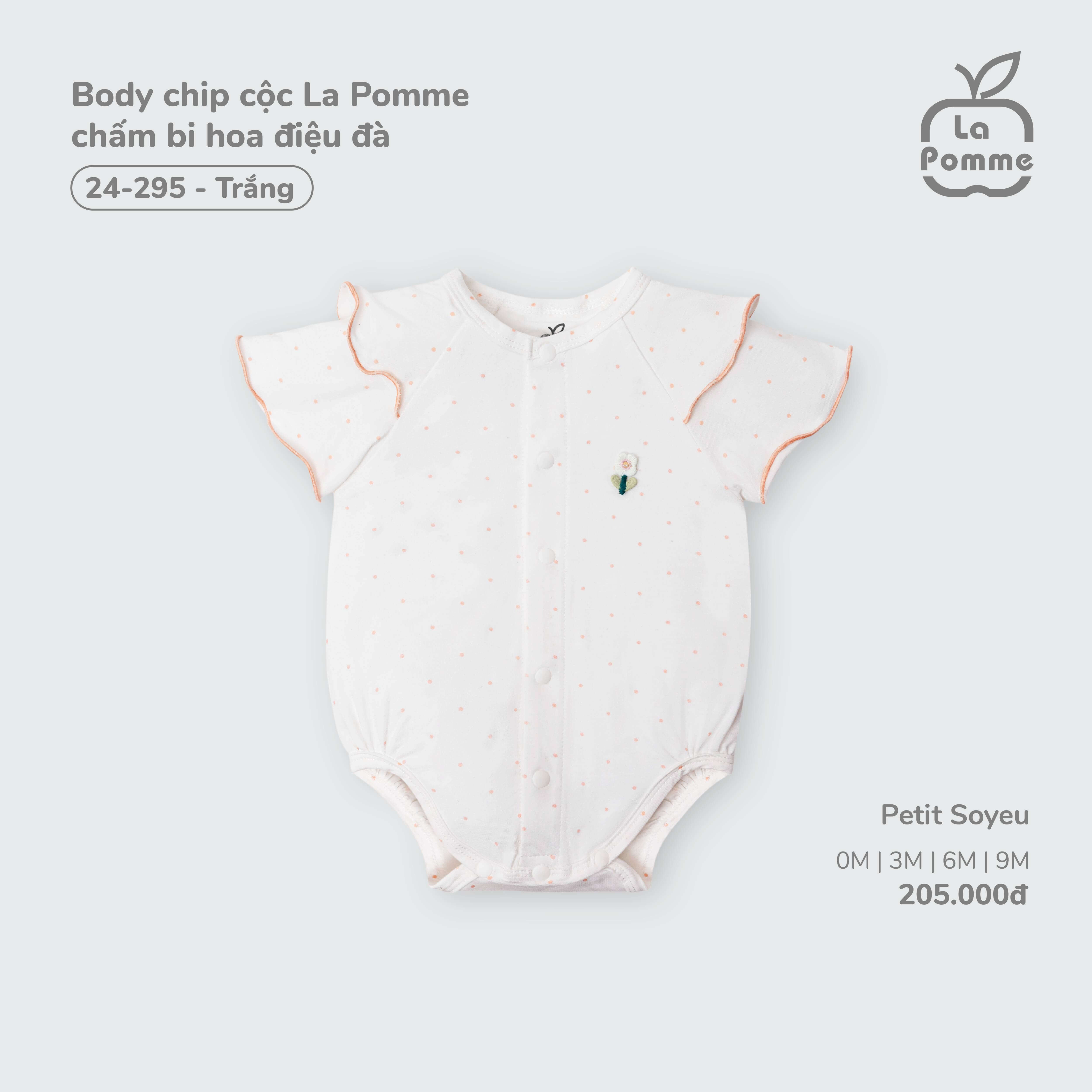 Body chip cộc La Pomme chấm bi hoa điệu đà Trắng (0M,3M,6M,9M) — ảnh 4