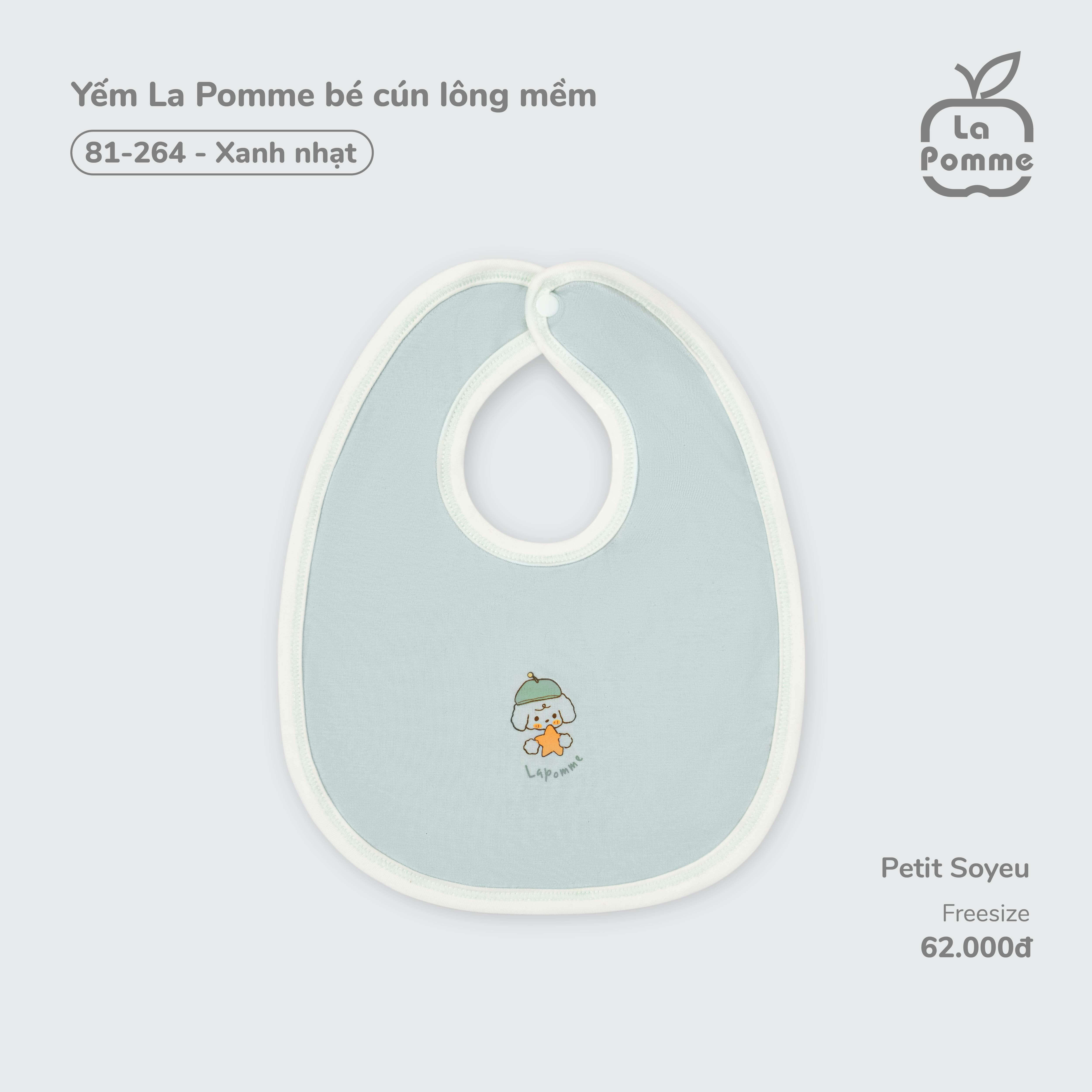 Yếm La Pomme bé cún lông mềm nhạt (Xanh)