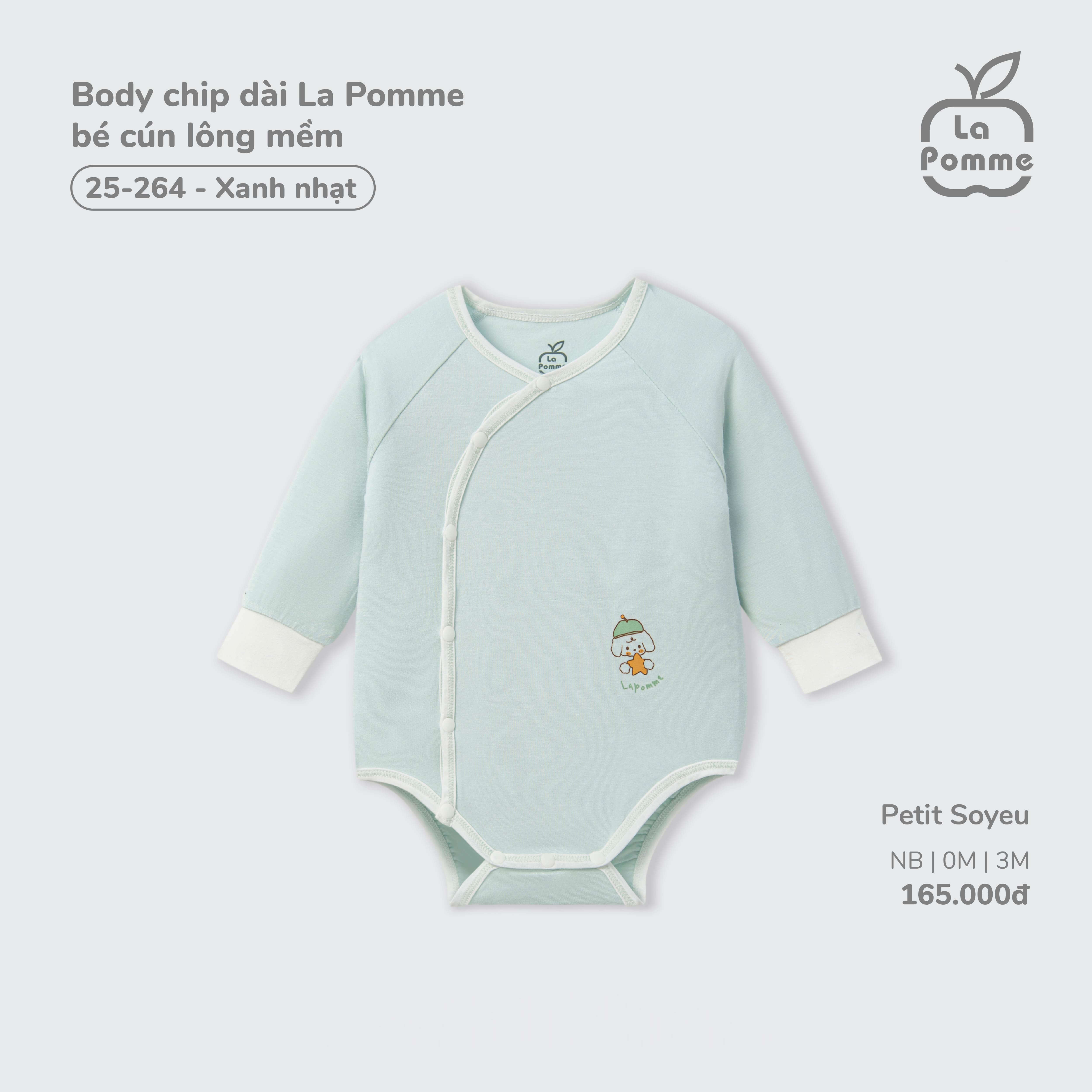 Body chip dài La Pomme bé cún lông mềm Xanh nhạt (Newborn,0M,3M)