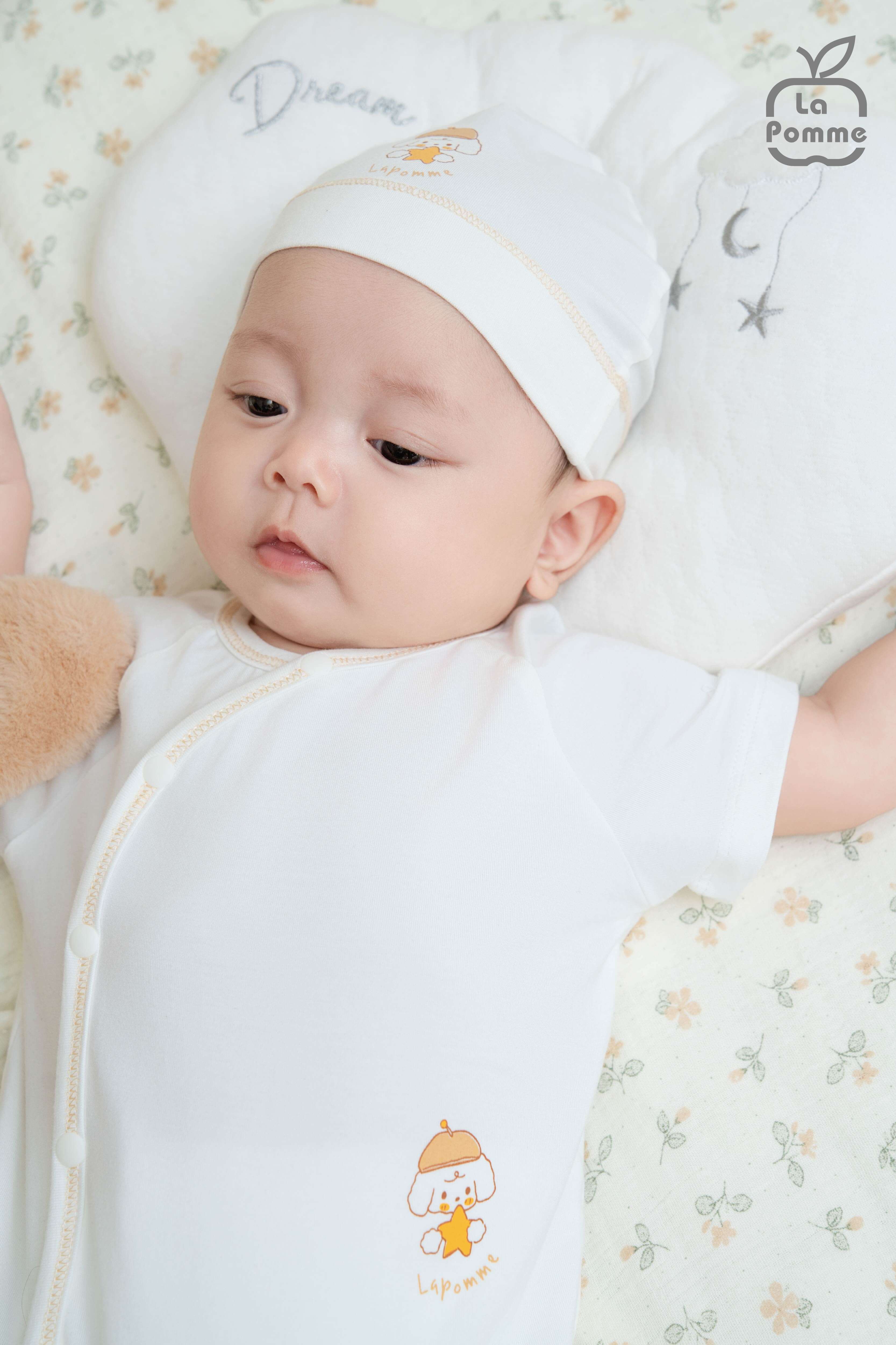 Body chip cộc La Pomme bé cún lông mềm Trắng (3M,6M) — ảnh 3