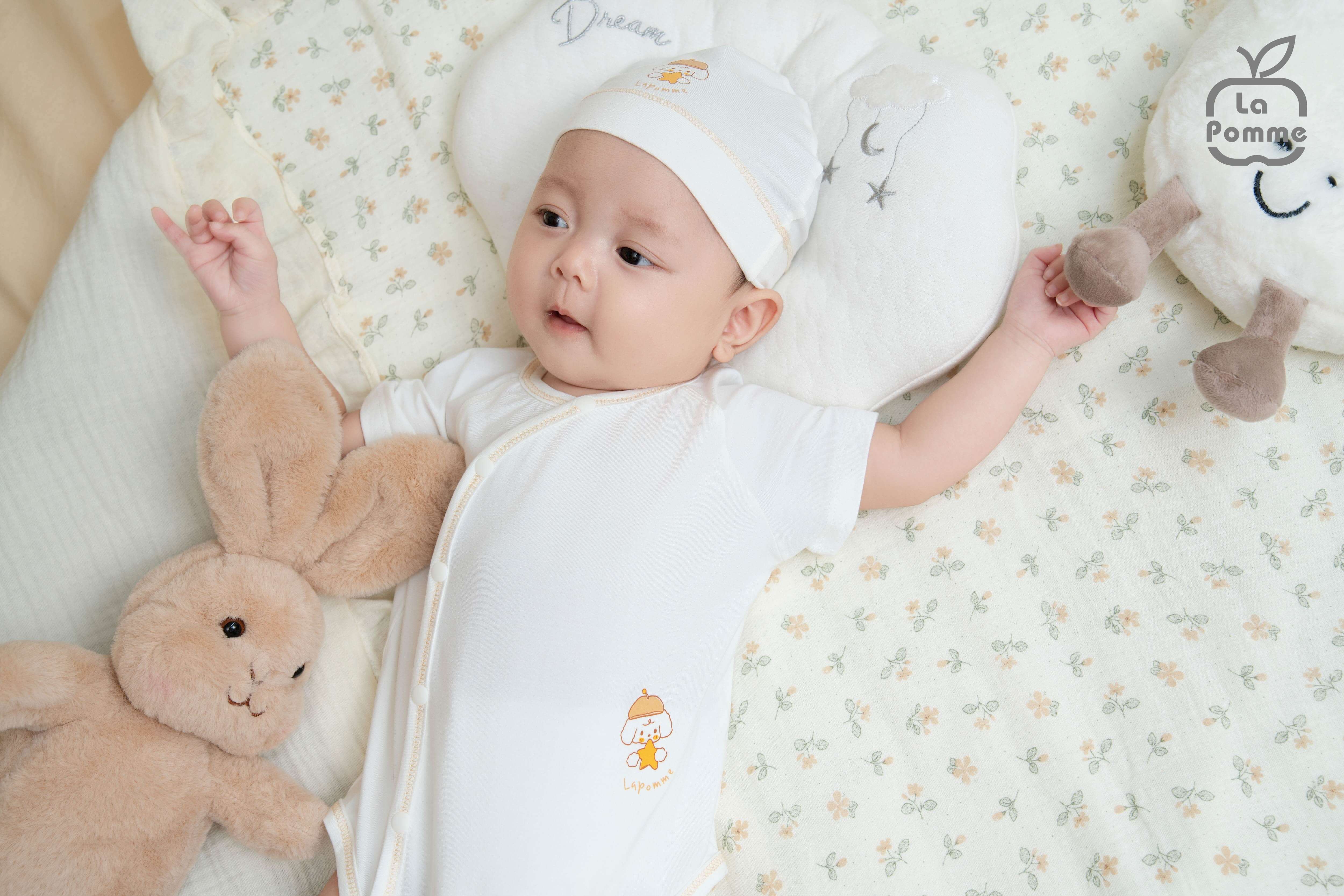 Body chip cộc La Pomme bé cún lông mềm Trắng (3M,6M) — ảnh 5