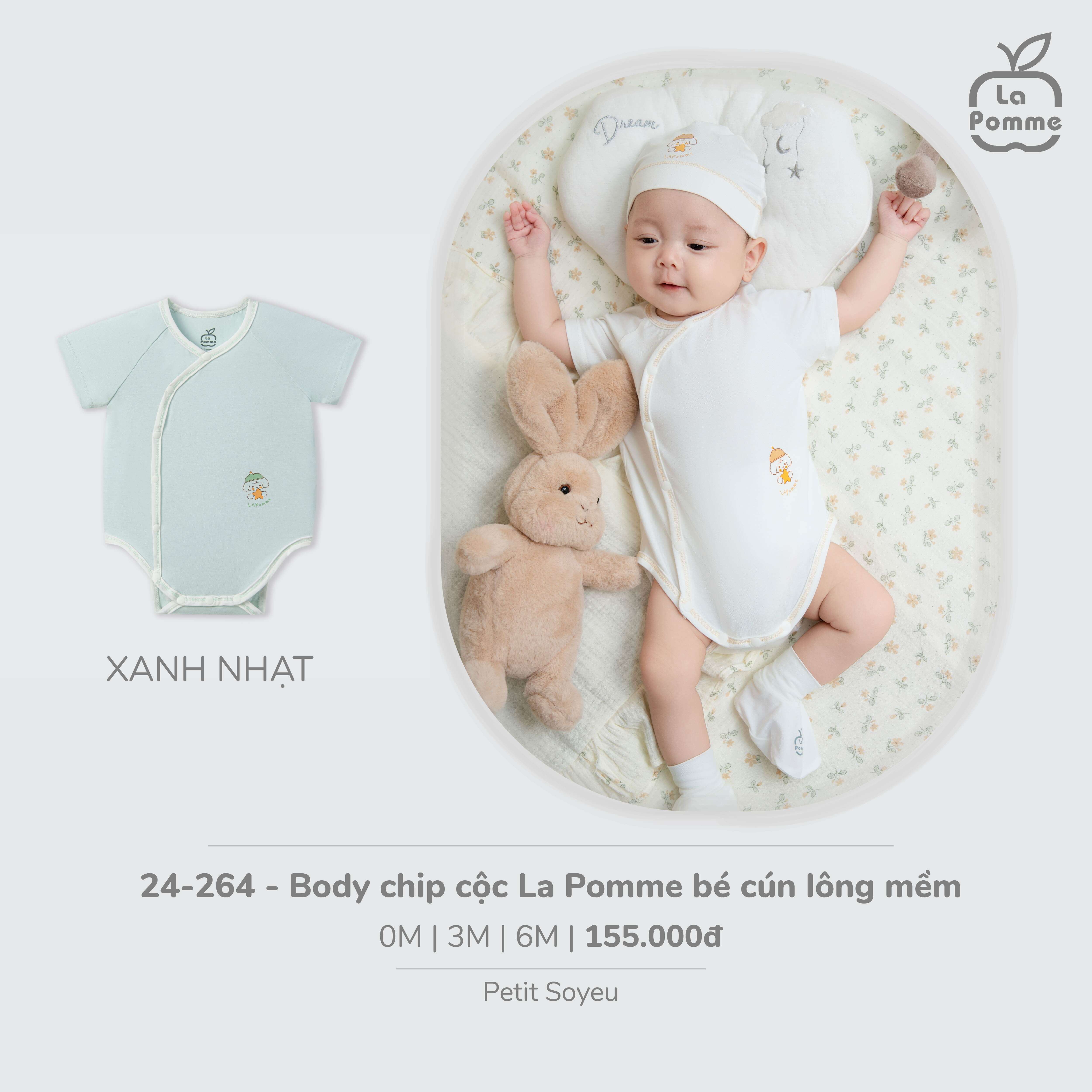 Body chip cộc La Pomme bé cún lông mềm Trắng (3M,6M) — ảnh 6