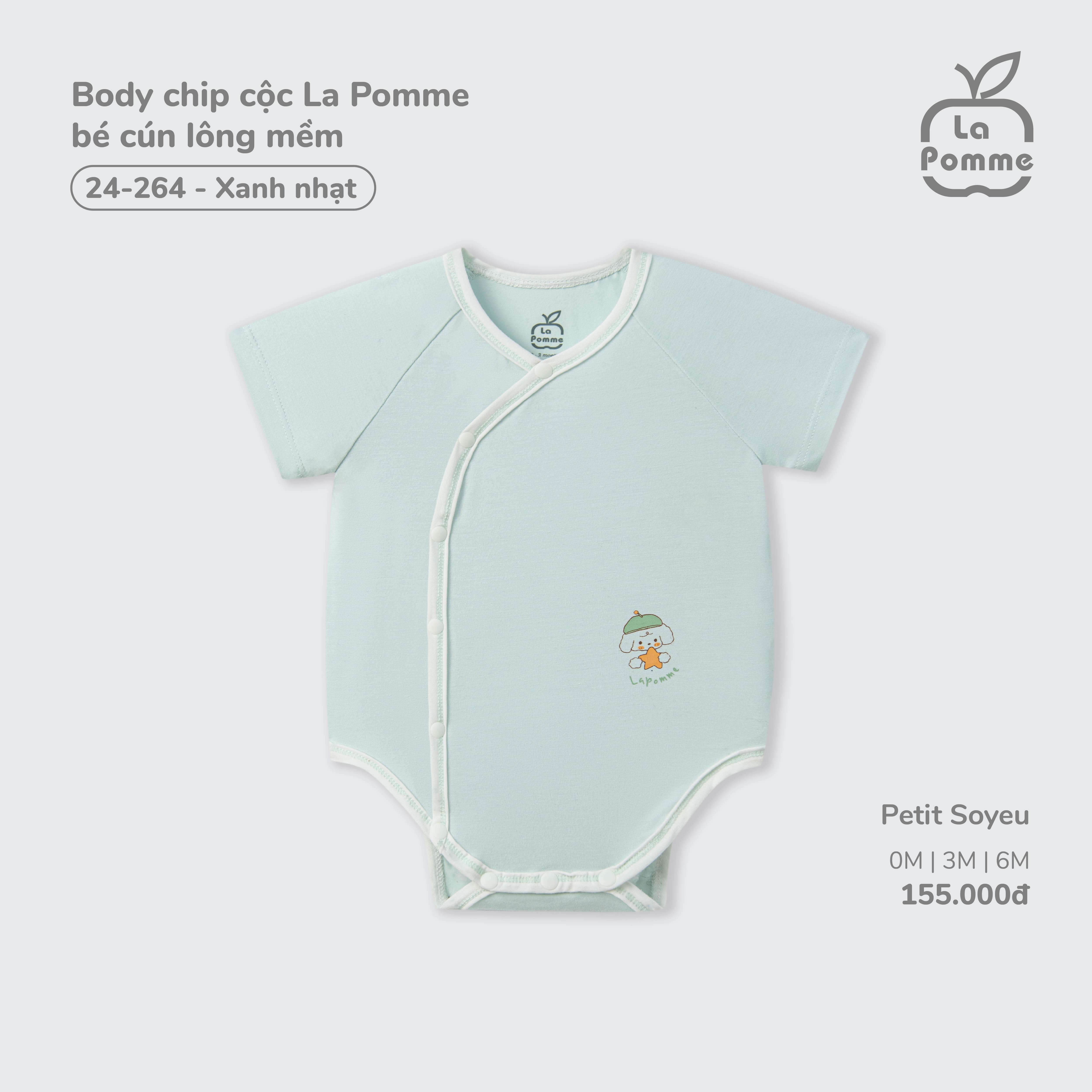 Body chip cộc La Pomme bé cún lông mềm Xanh nhạt (3M,6M)