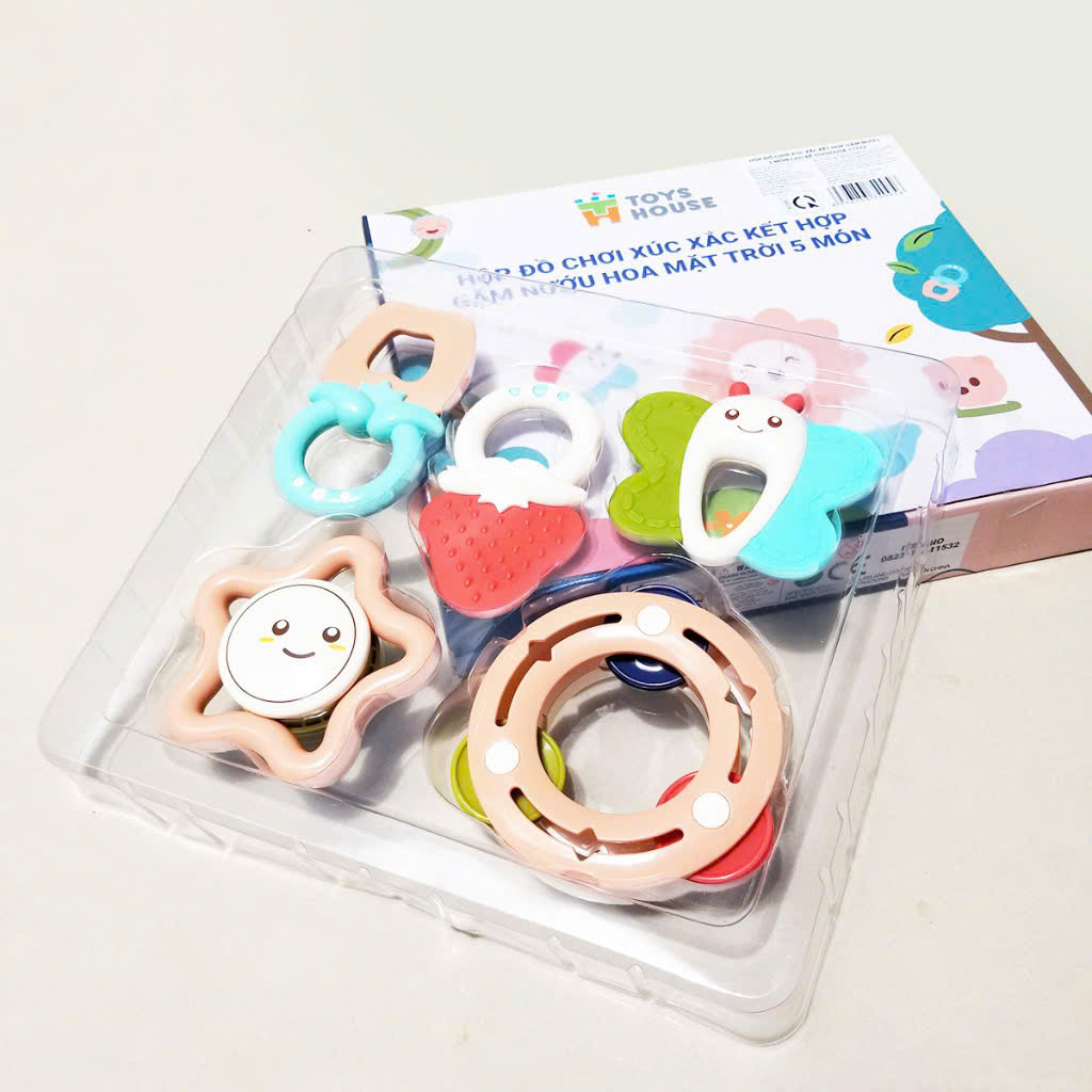 Hộp đồ chơi xúc xắc kết hợp gặm nướu 5 món cho bé Toyshouse 11532