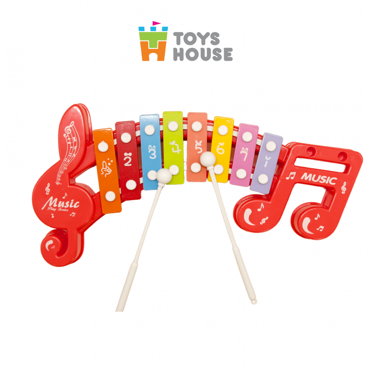 Đàn gõ Xylophone cho bé 8 phím hình nốt nhạc Toyshouse 683-2