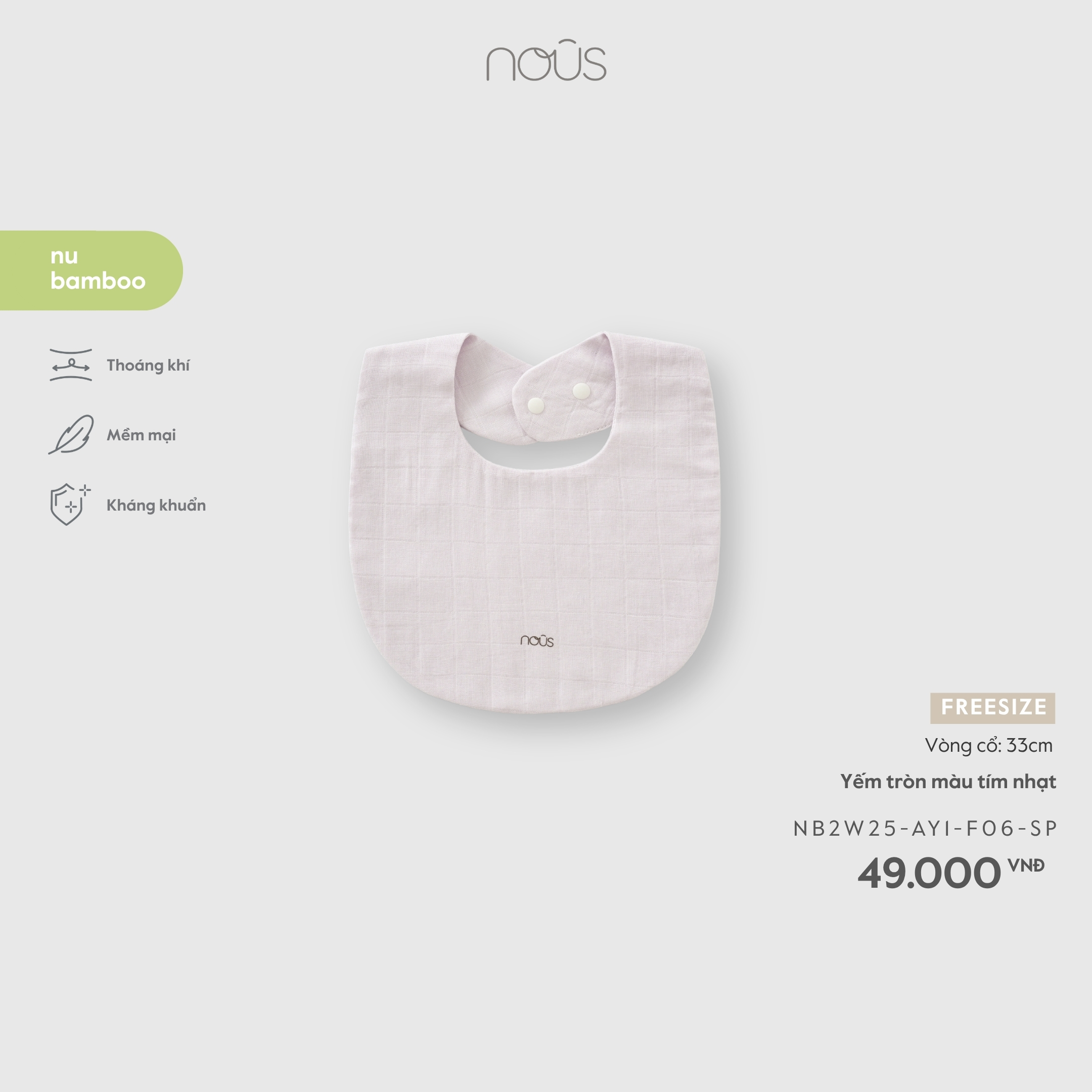 Nous Yếm tròn màu tím nhạt
