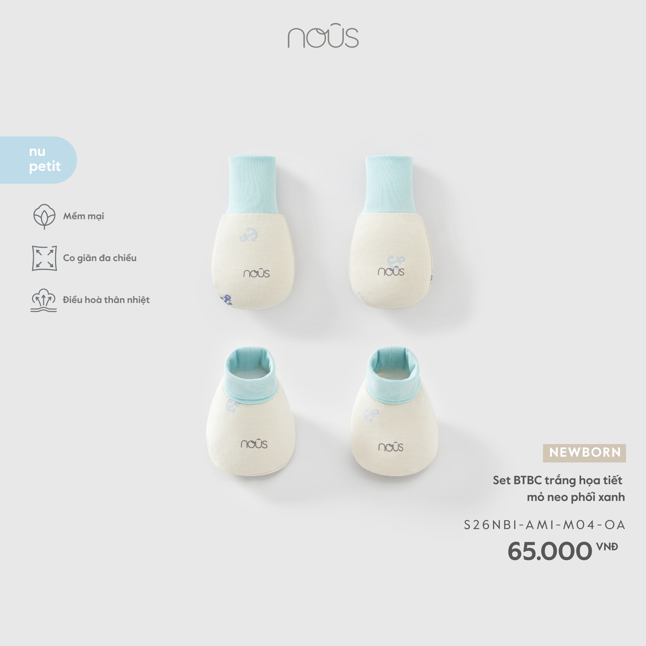 Nous Set BTBC trắng họa tiết mỏ neo phối xanh NB