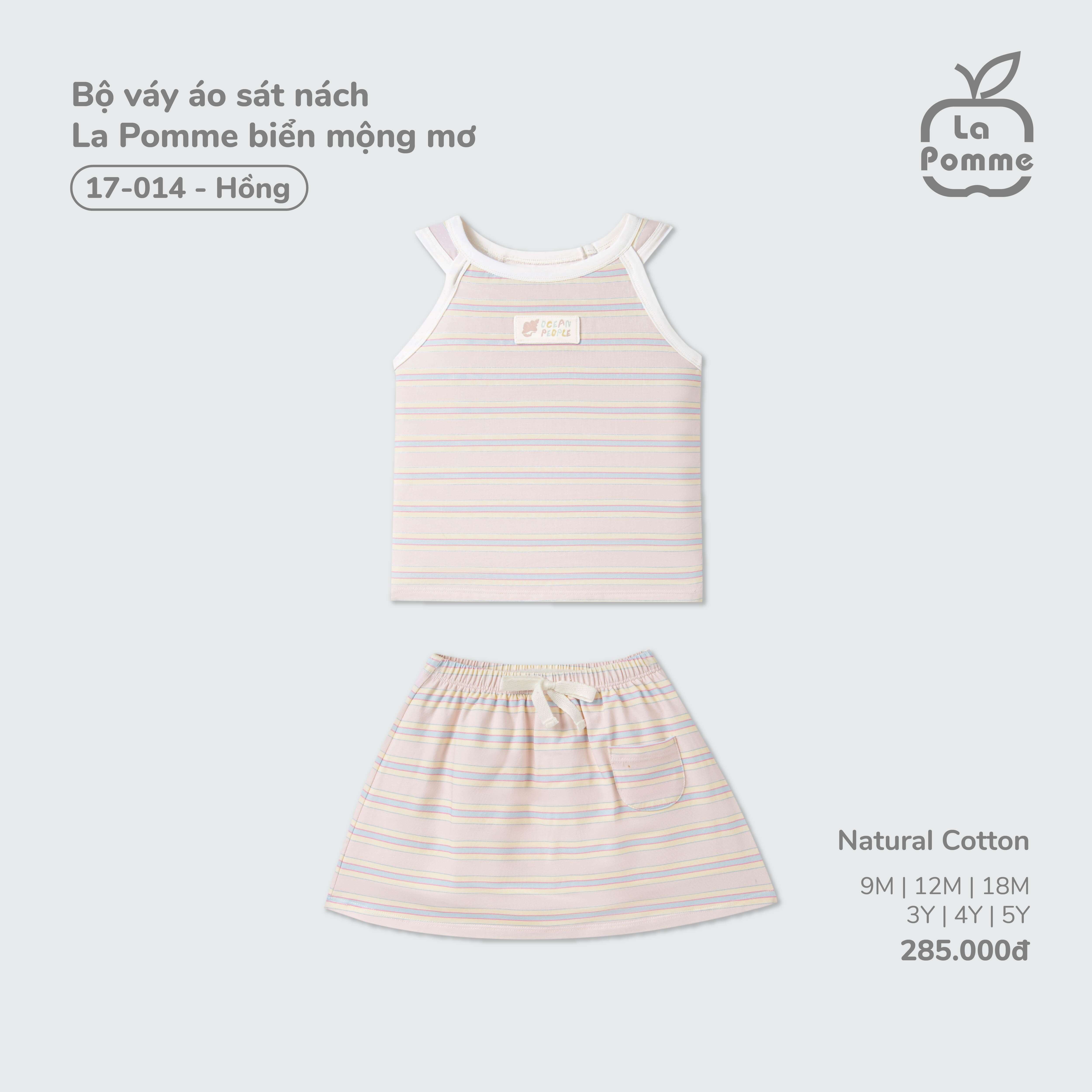 Bộ váy áo sát nách La Pomme biển mộng mơ Hồng (9M,12M,18M,3Y,4Y,5Y) — ảnh 7