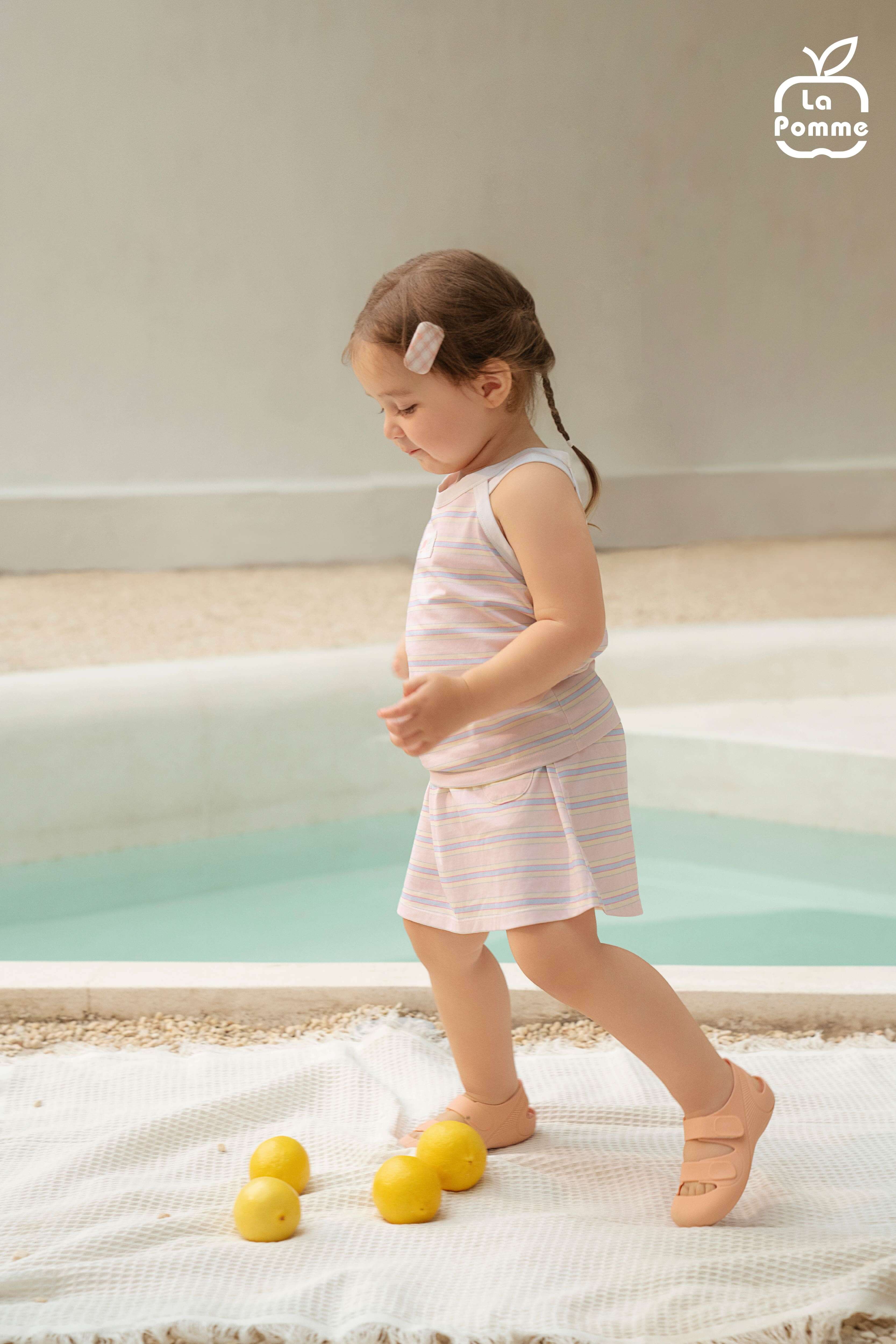 Bộ váy áo sát nách La Pomme biển mộng mơ Hồng (9M,12M,18M,3Y,4Y,5Y) — ảnh 3