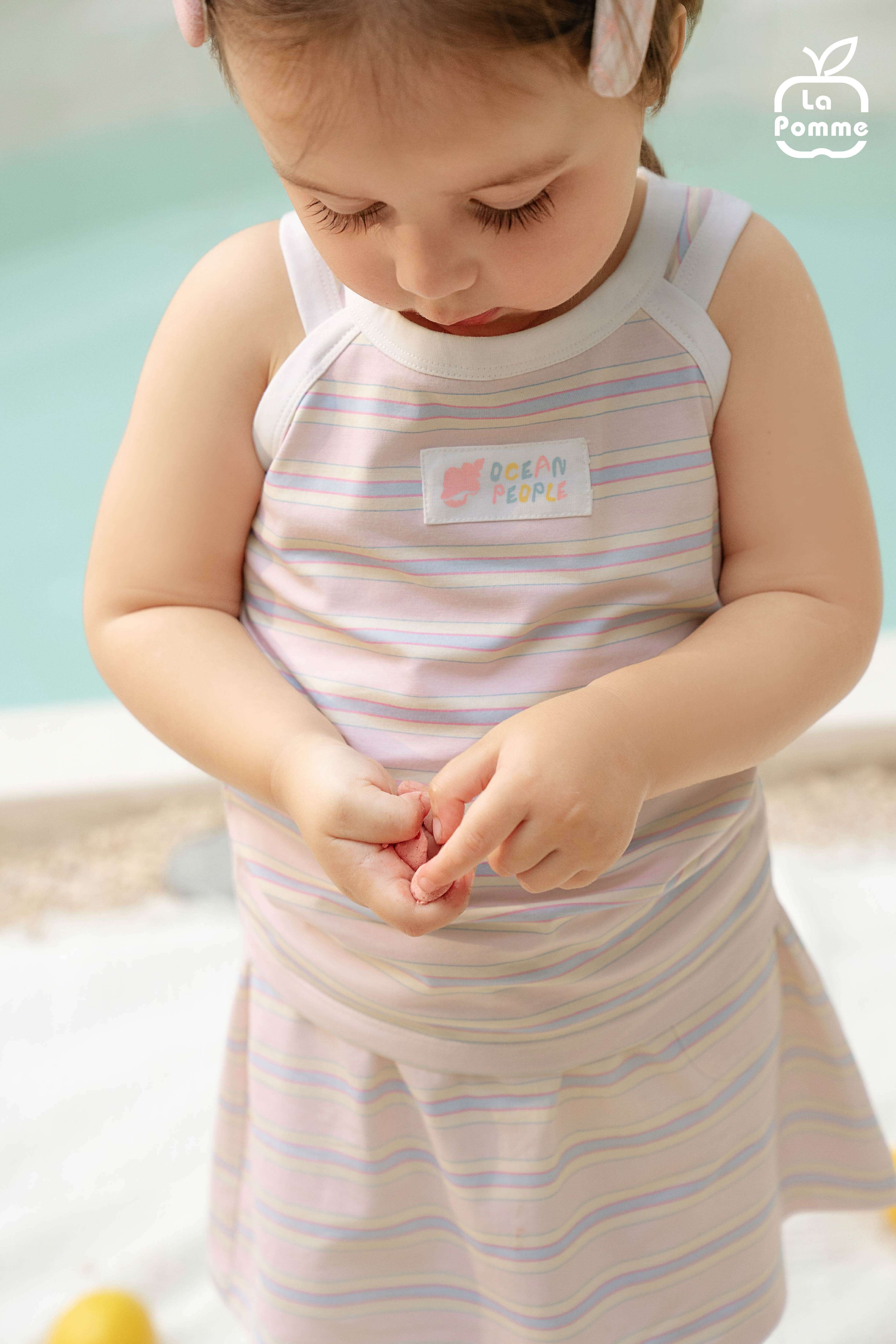 Bộ váy áo sát nách La Pomme biển mộng mơ Hồng (9M,12M,18M,3Y,4Y,5Y) — ảnh 4