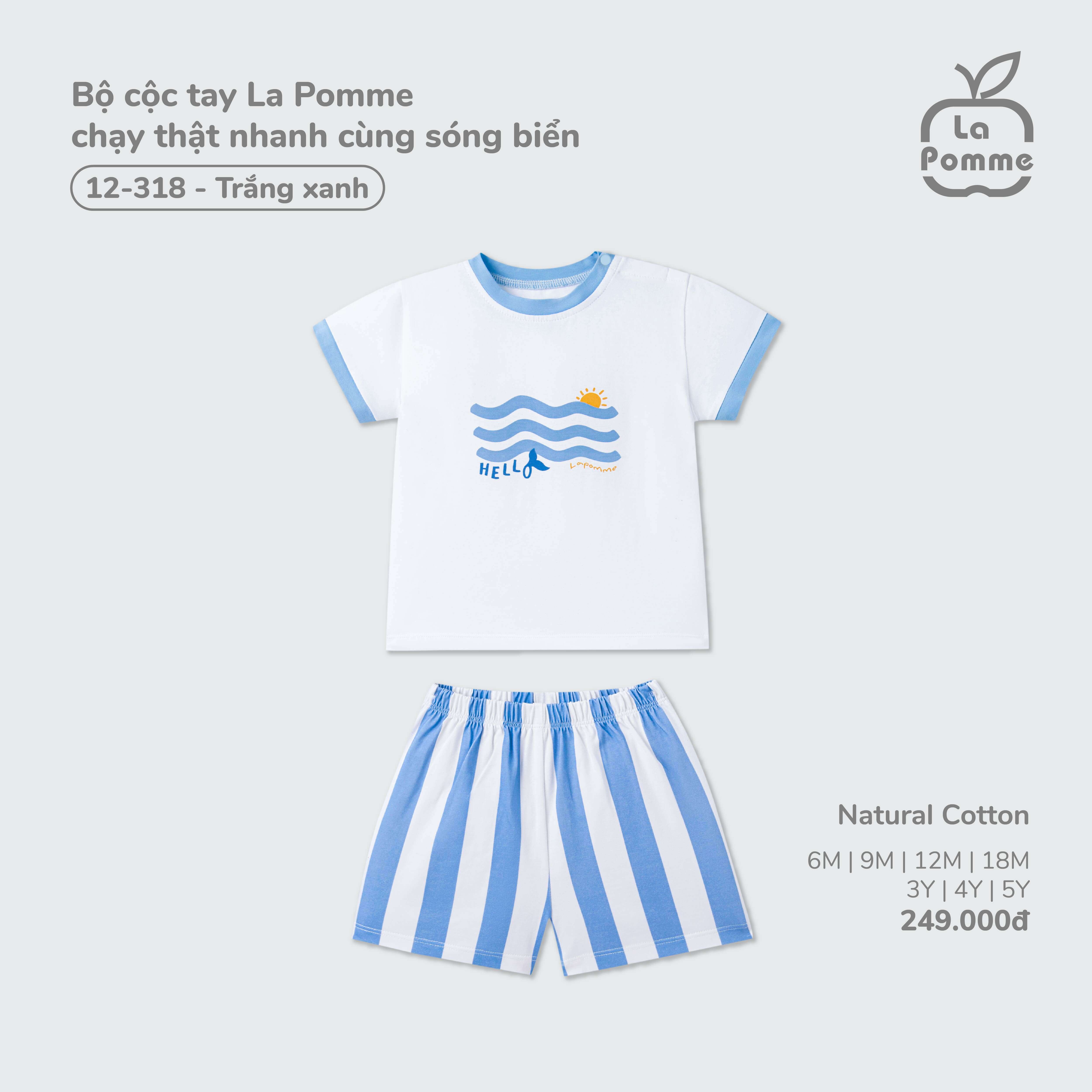 Bộ cộc tay La Pomme chạy thật nhanh cùng sóng biển Trắng Xanh (6M,9M,12M,18M,3Y,4Y,5Y) — ảnh 2