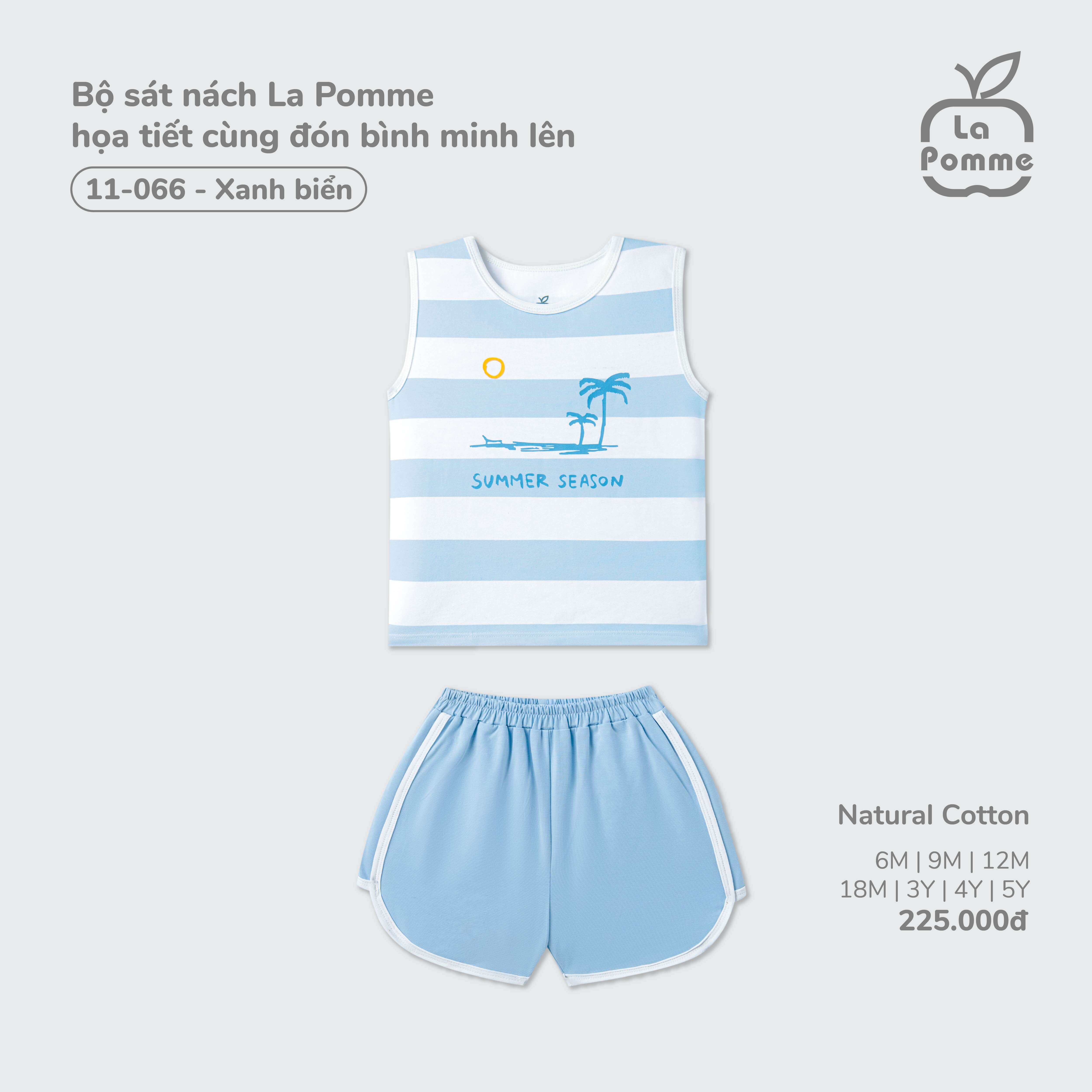 Bộ sát nách La Pomme họa tiết cùng đón bình minh lên Xanh biển (6M,9M,12M,18M,3Y,4Y,5Y) — ảnh 6