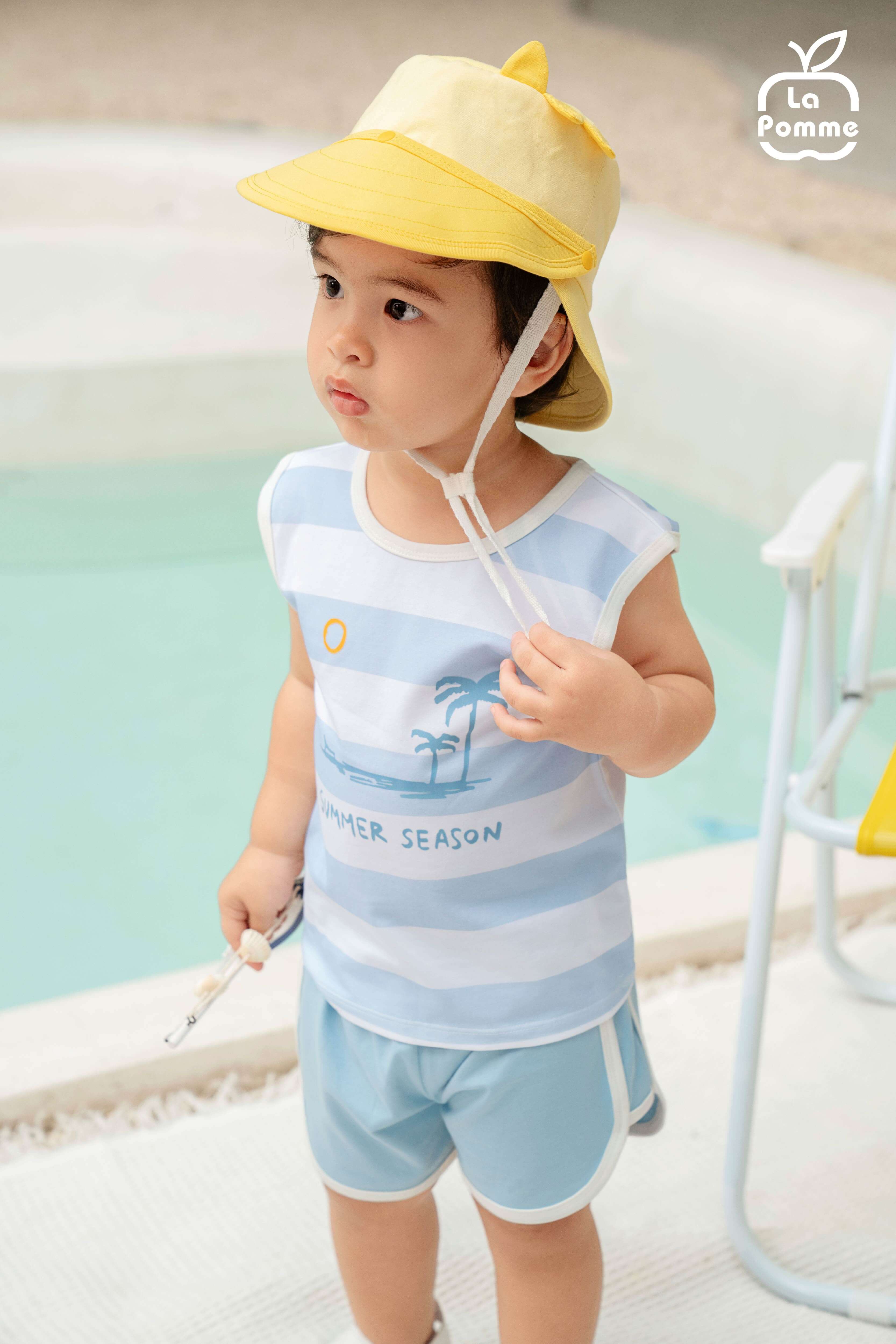 Bộ sát nách La Pomme họa tiết cùng đón bình minh lên Xanh biển (6M,9M,12M,18M,3Y,4Y,5Y) — ảnh 2