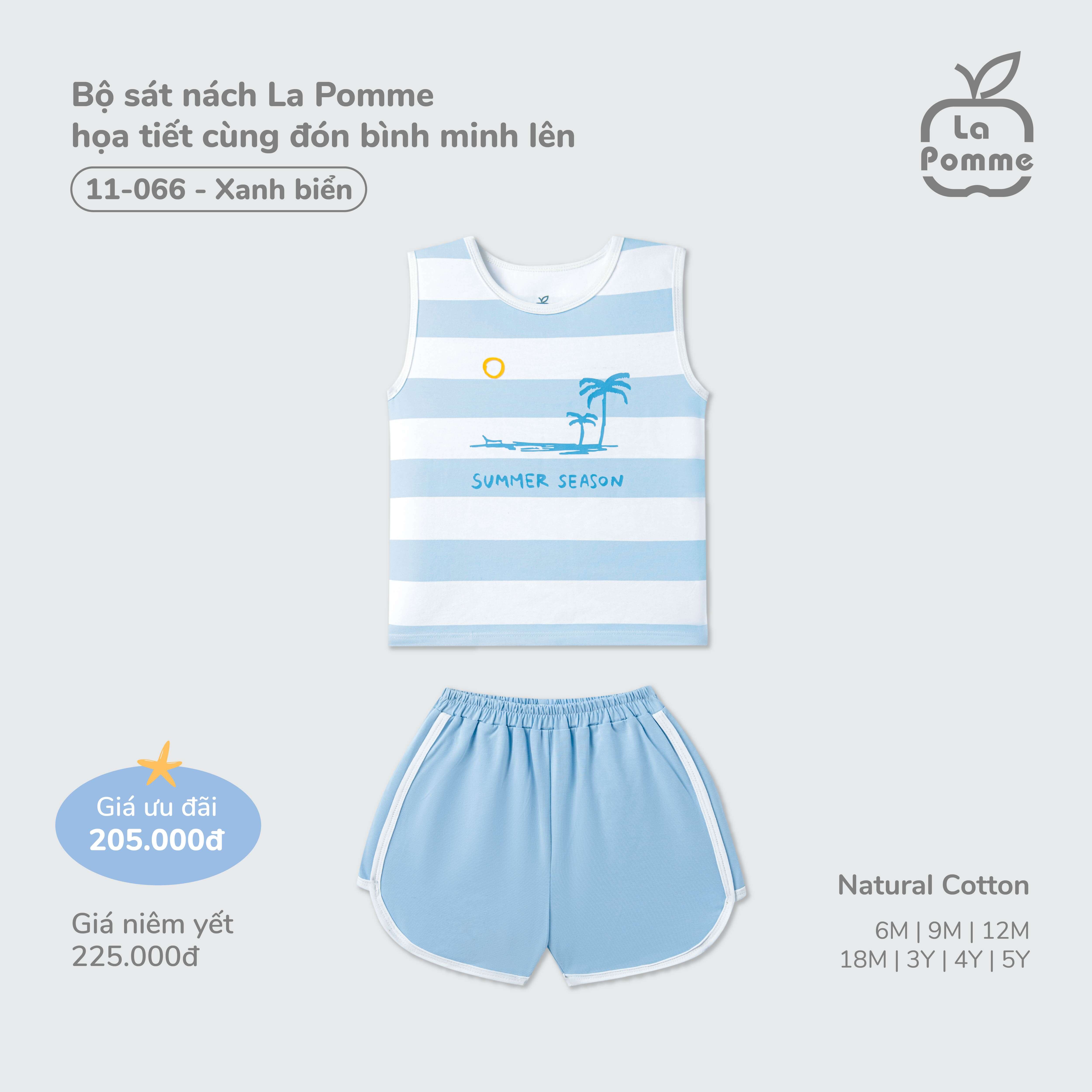 Bộ sát nách La Pomme họa tiết cùng đón bình minh lên Xanh biển (6M,9M,12M,18M,3Y,4Y,5Y) — ảnh 3