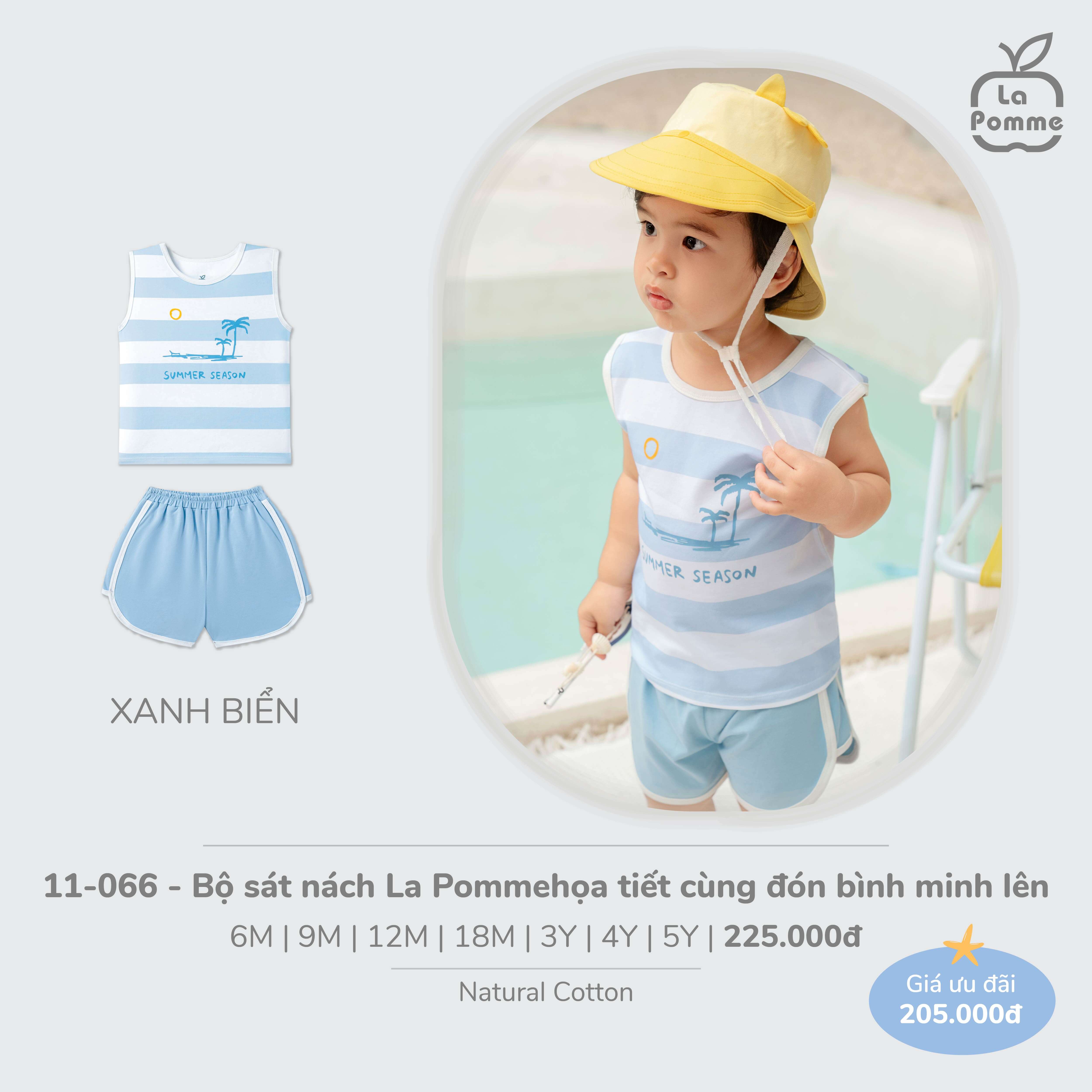 Bộ sát nách La Pomme họa tiết cùng đón bình minh lên Xanh biển (6M,9M,12M,18M,3Y,4Y,5Y) — ảnh 4