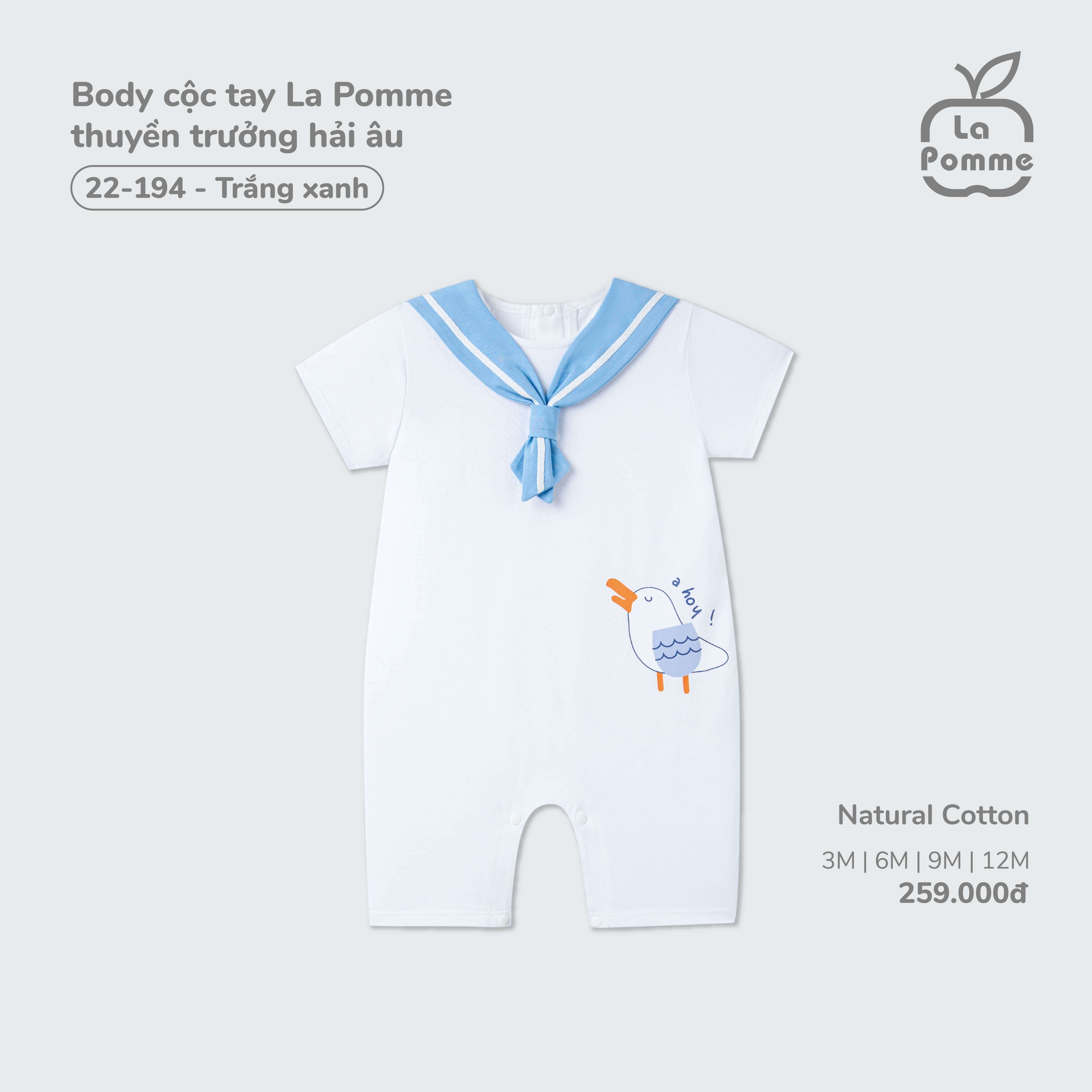 Body cộc tay La Pomme thuyền trưởng hải âu Trắng Xanh (3M,6M,9M,12M) — ảnh 6