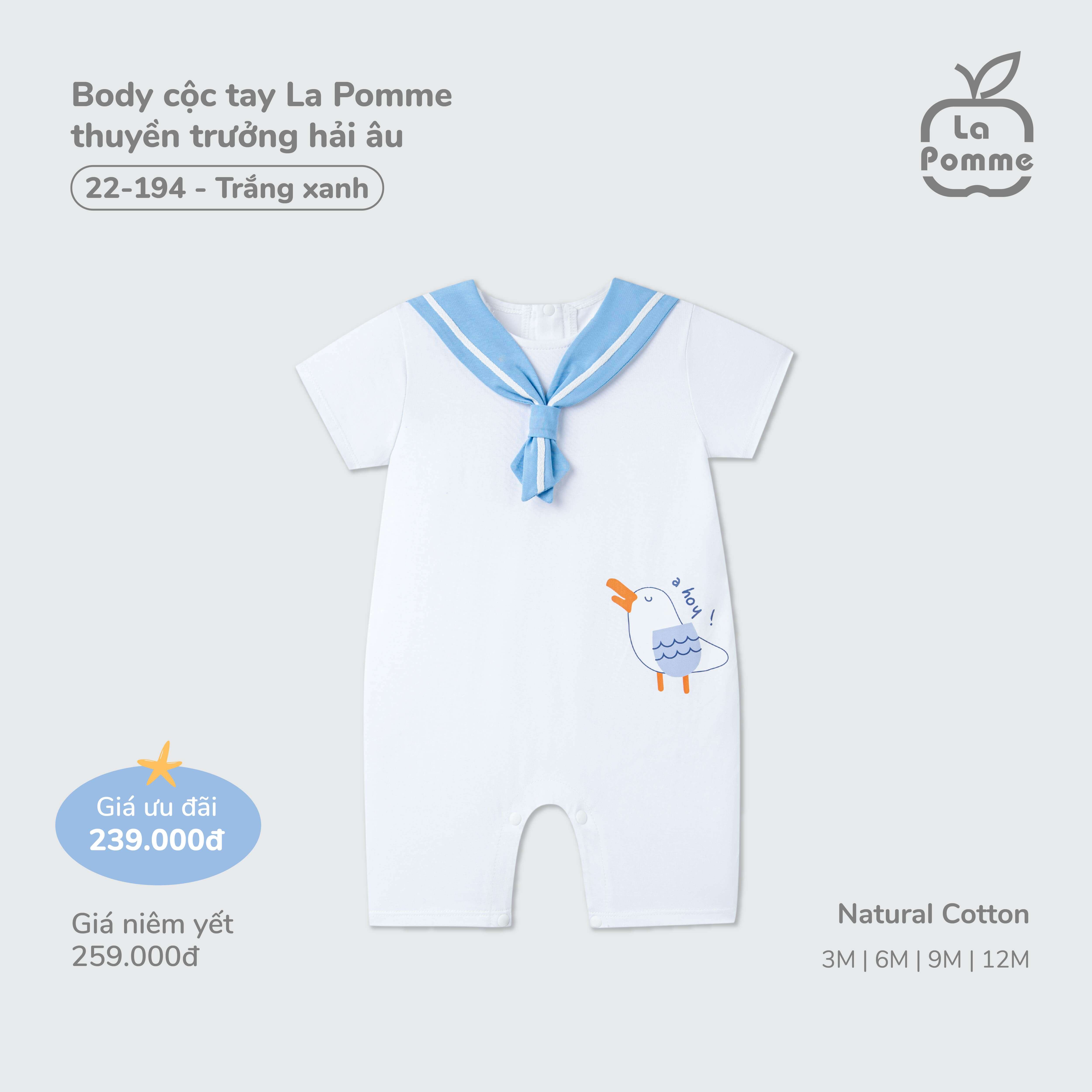 Body cộc tay La Pomme thuyền trưởng hải âu Trắng Xanh (3M,6M,9M,12M) — ảnh 4
