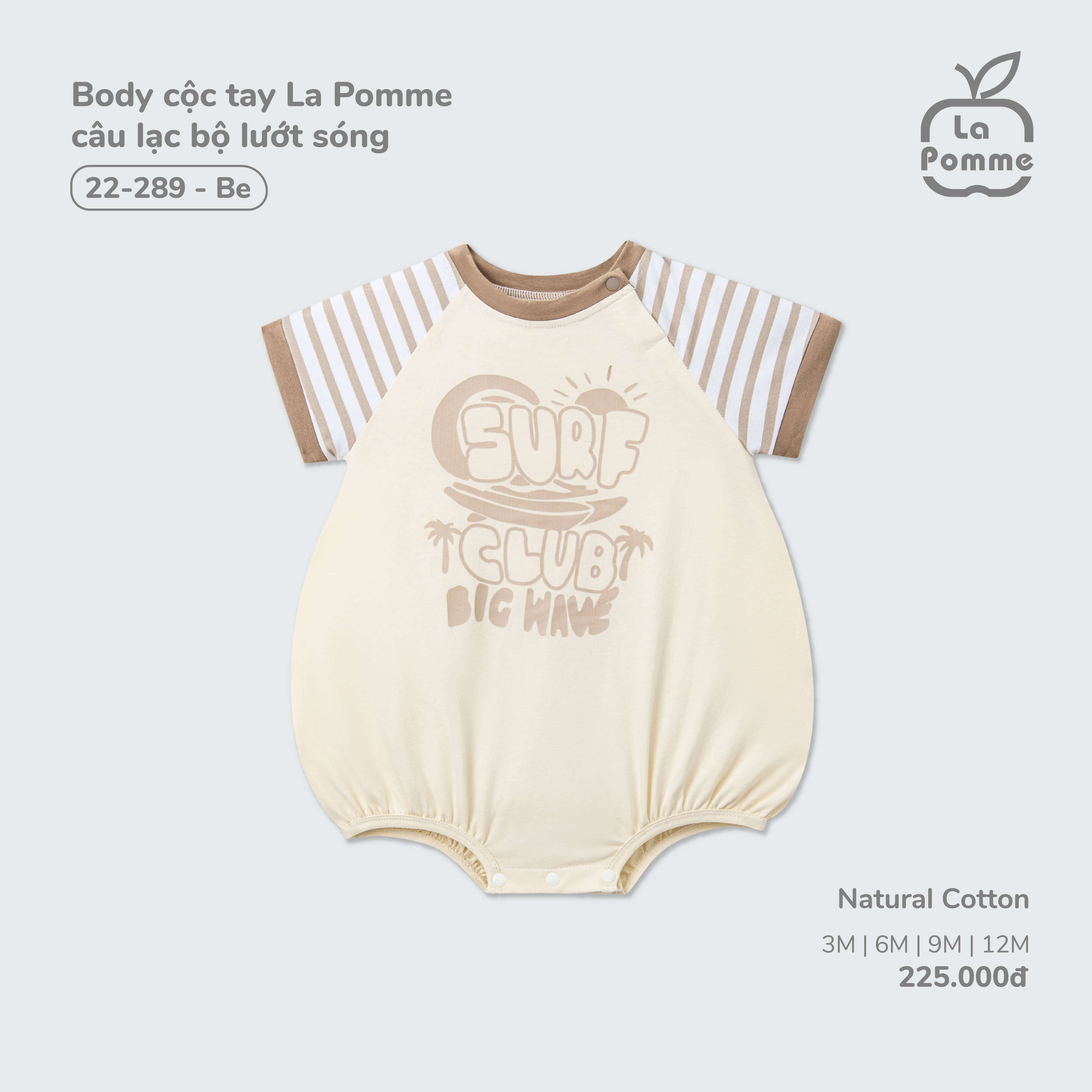 Body cộc tay La Pomme câu lạc bộ lướt sóng Be (3M,6M,9M,12M) — ảnh 6
