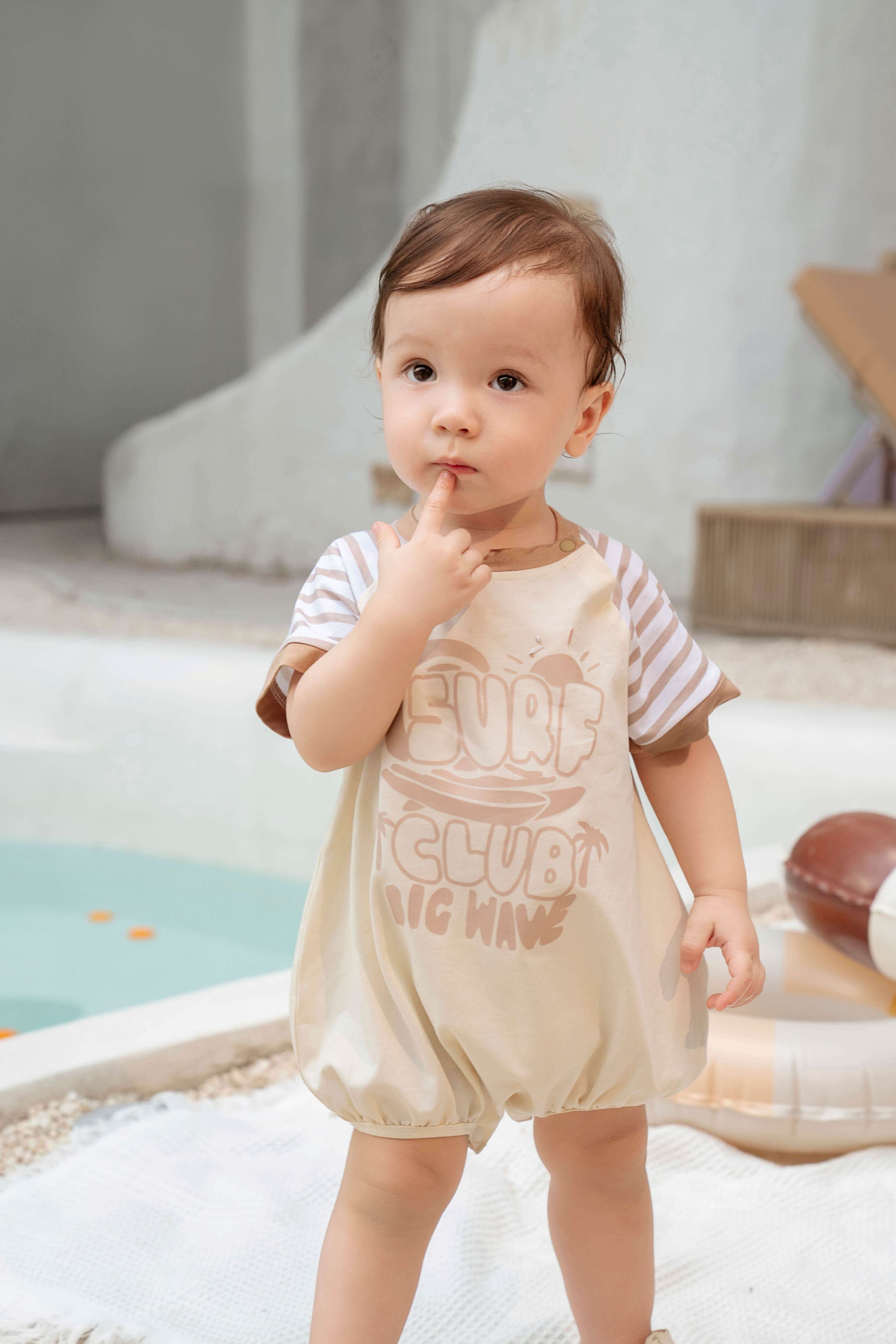 Body cộc tay La Pomme câu lạc bộ lướt sóng Be (3M,6M,9M,12M) — ảnh 2