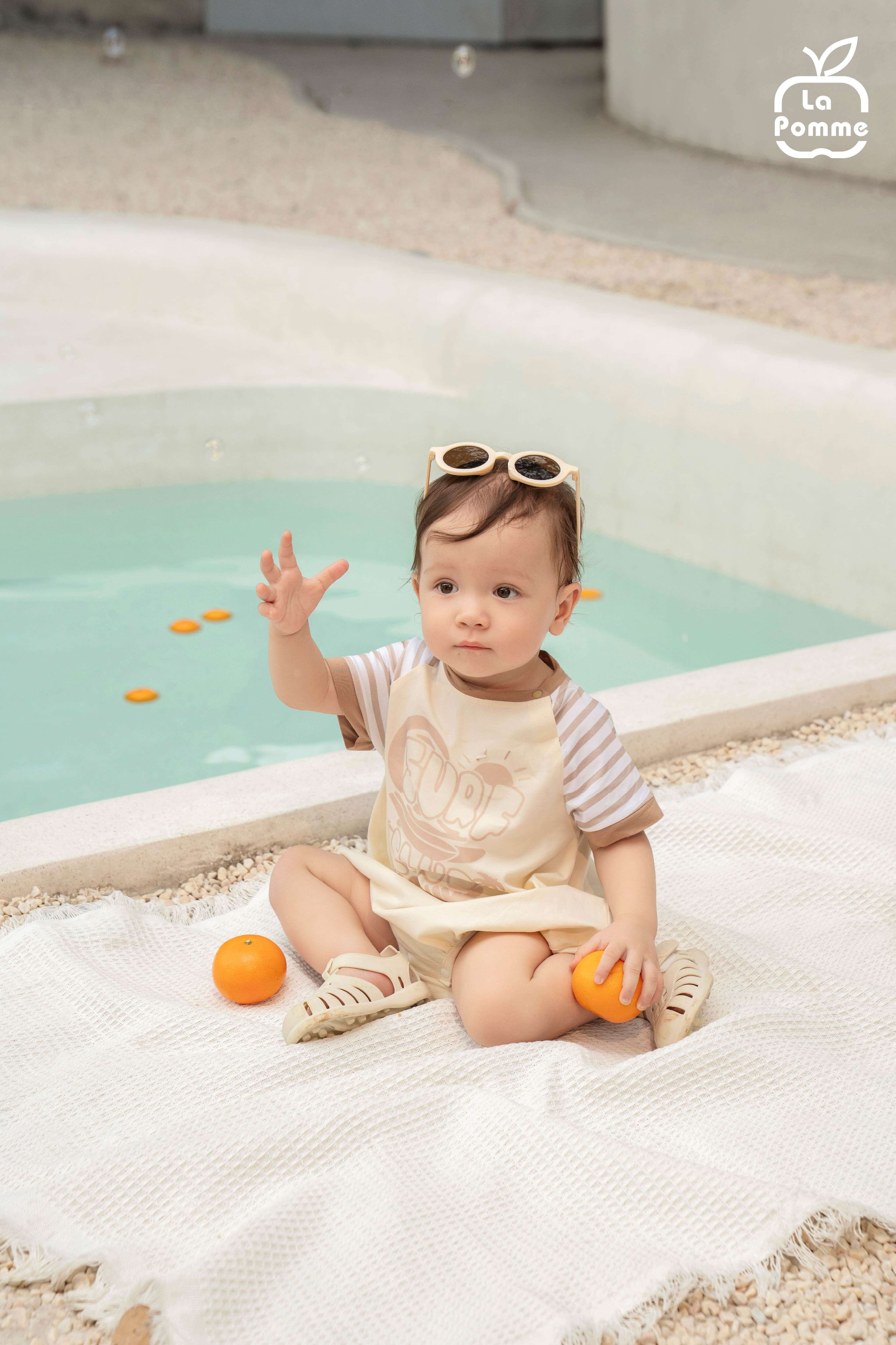 Body cộc tay La Pomme câu lạc bộ lướt sóng Be (3M,6M,9M,12M) — ảnh 3