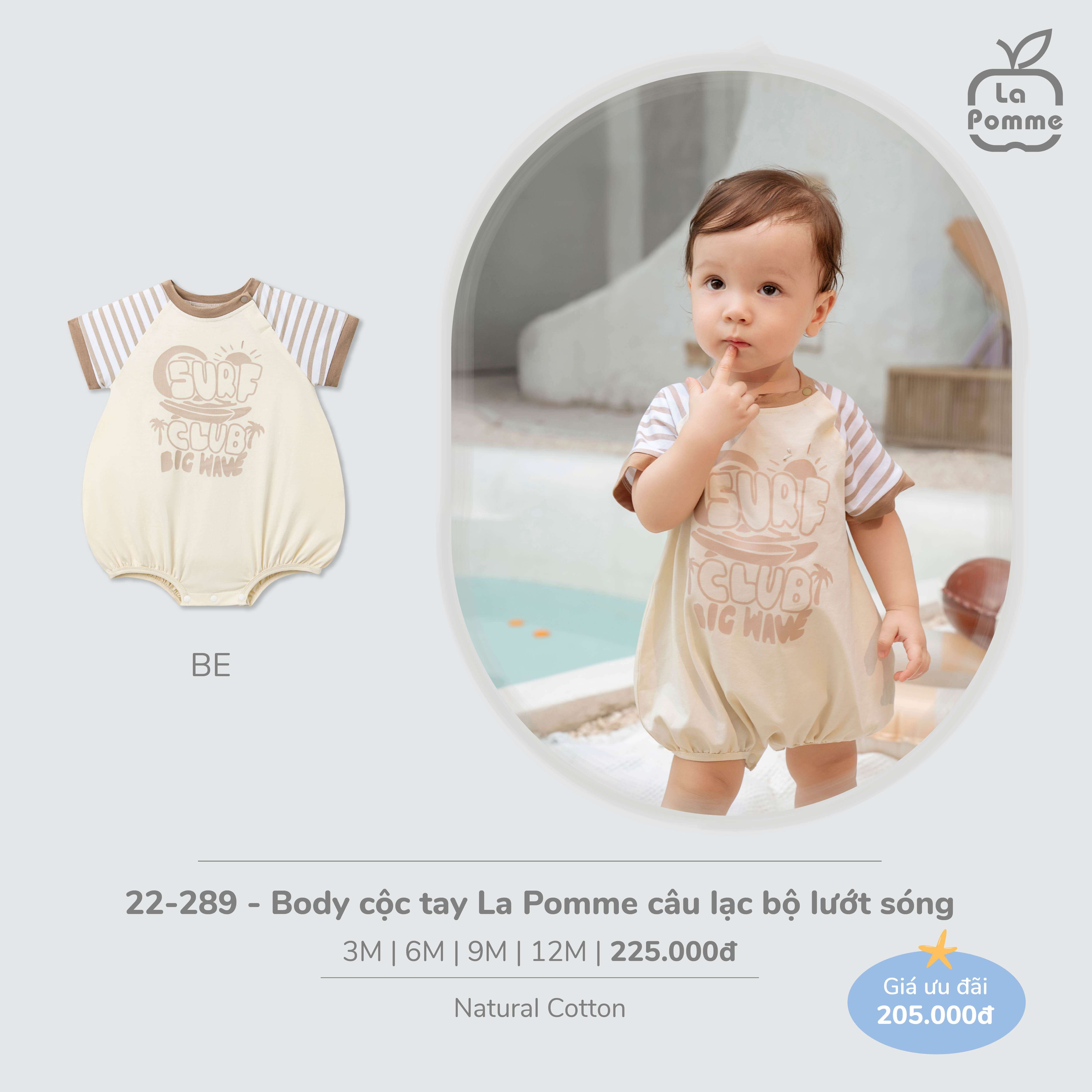 Body cộc tay La Pomme câu lạc bộ lướt sóng Be (3M,6M,9M,12M) — ảnh 5