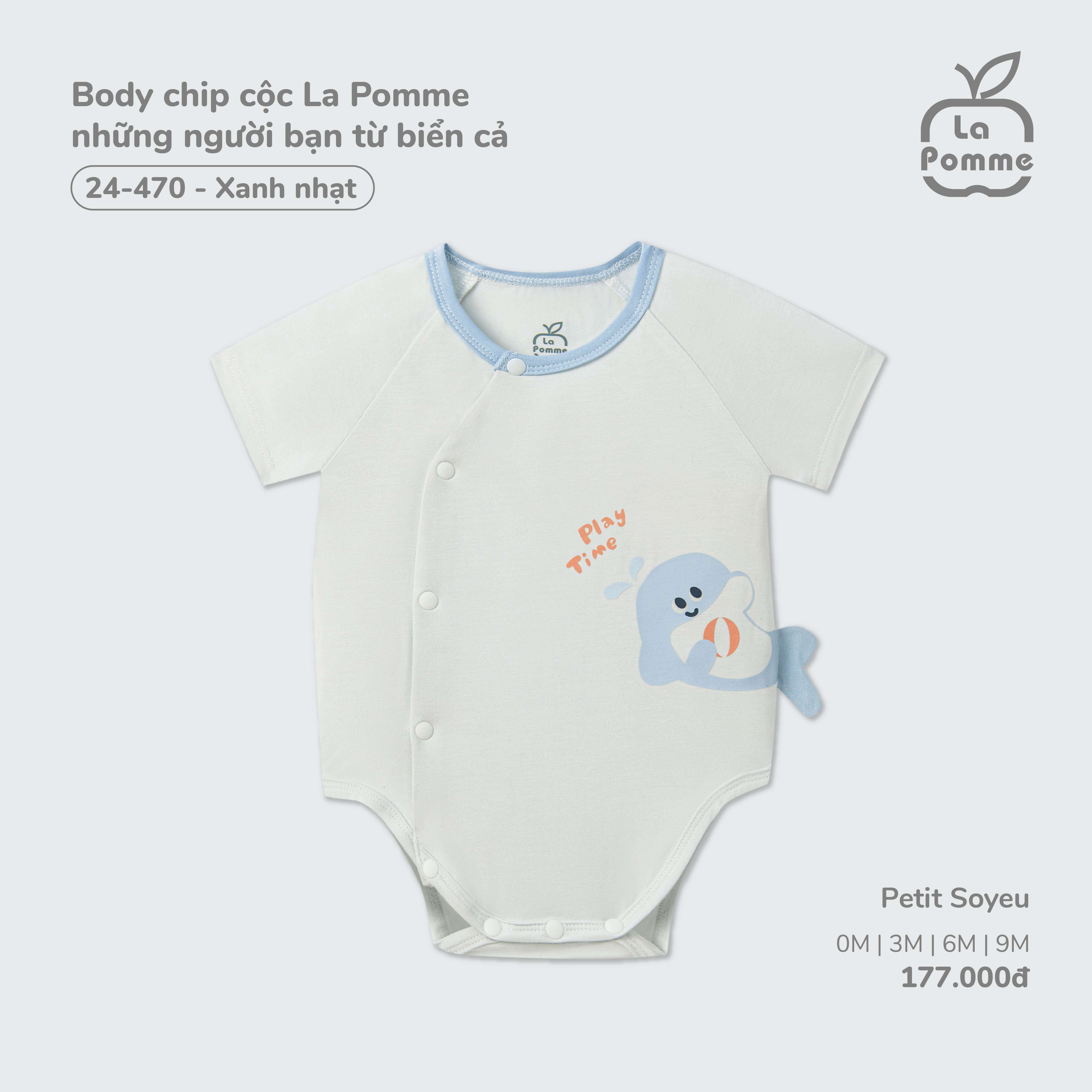 Body chip cộc La Pomme những người bạn từ biển cả Xanh nhạt (0M,3M,6M,9M)