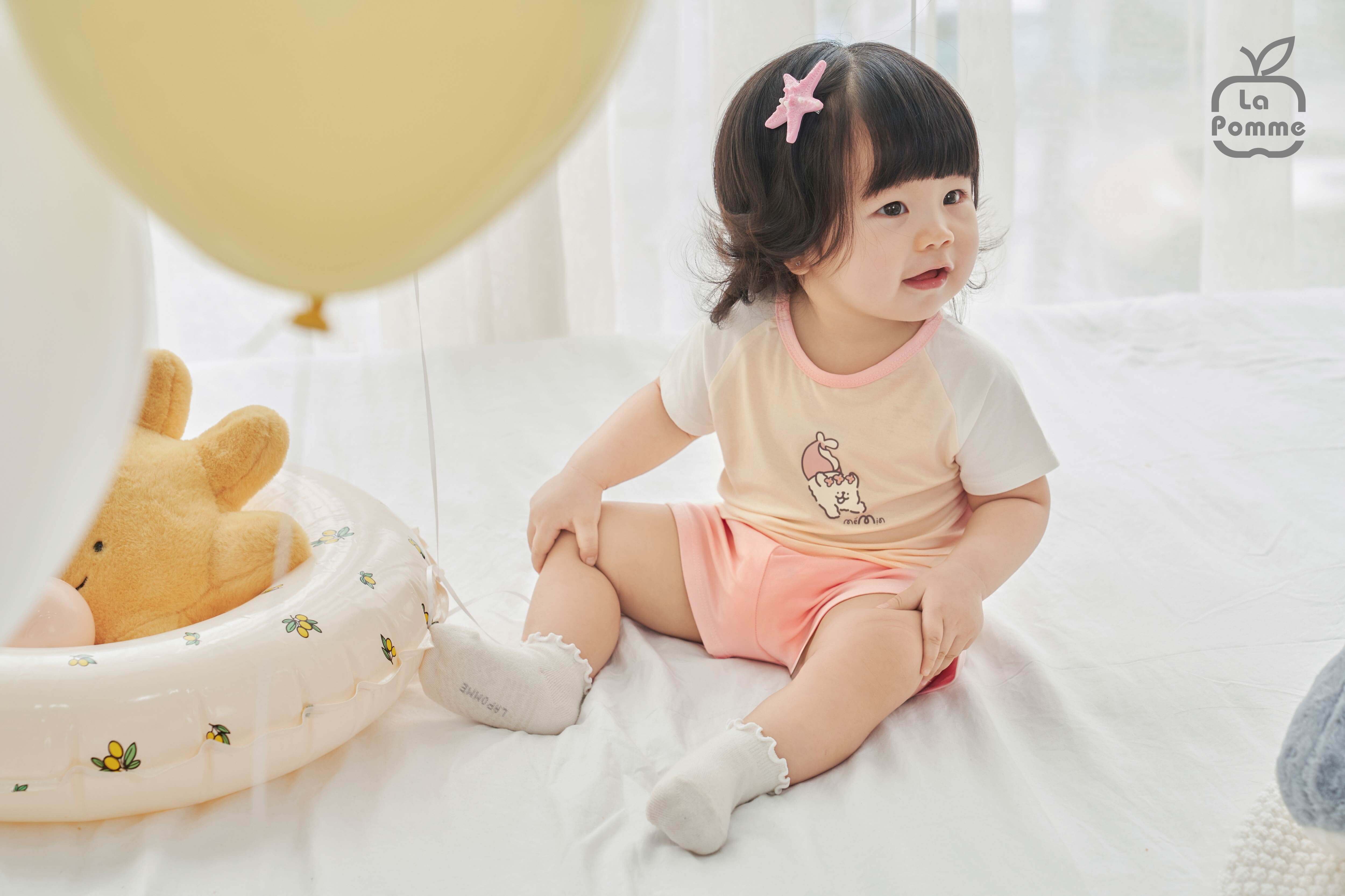 Bộ cộc tay Mềm Mịn by La Pomme những người bạn xứ biển Be (6M,9M,12M,18M,3Y) — ảnh 2