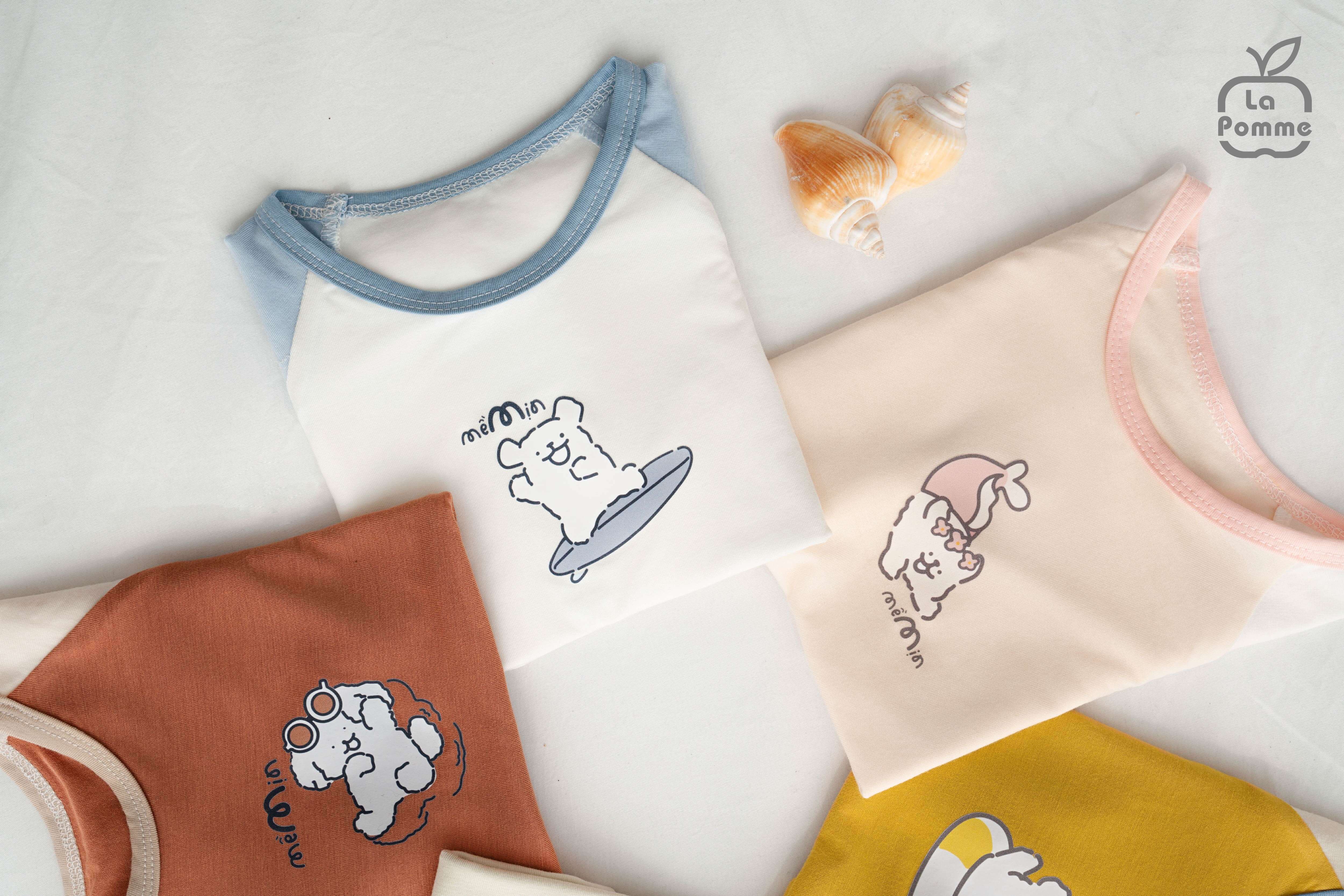 Bộ cộc tay Mềm Mịn by La Pomme những người bạn xứ biển Trắng (6M,9M,12M,18M,3Y) — ảnh 2