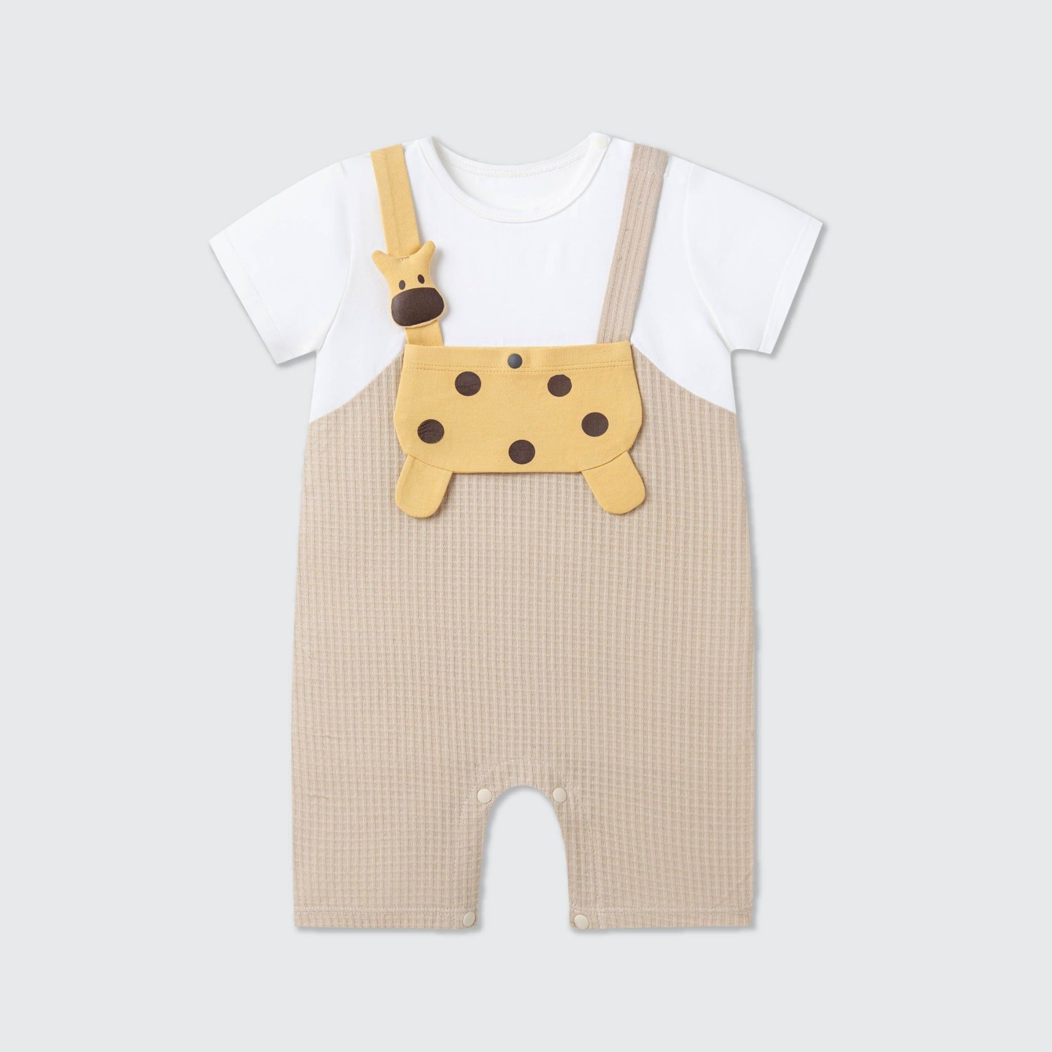 Body cộc tay La Pomme giả yếm nhà của hươu cao cổ Trắng Be (3M,6M,9M,12M)