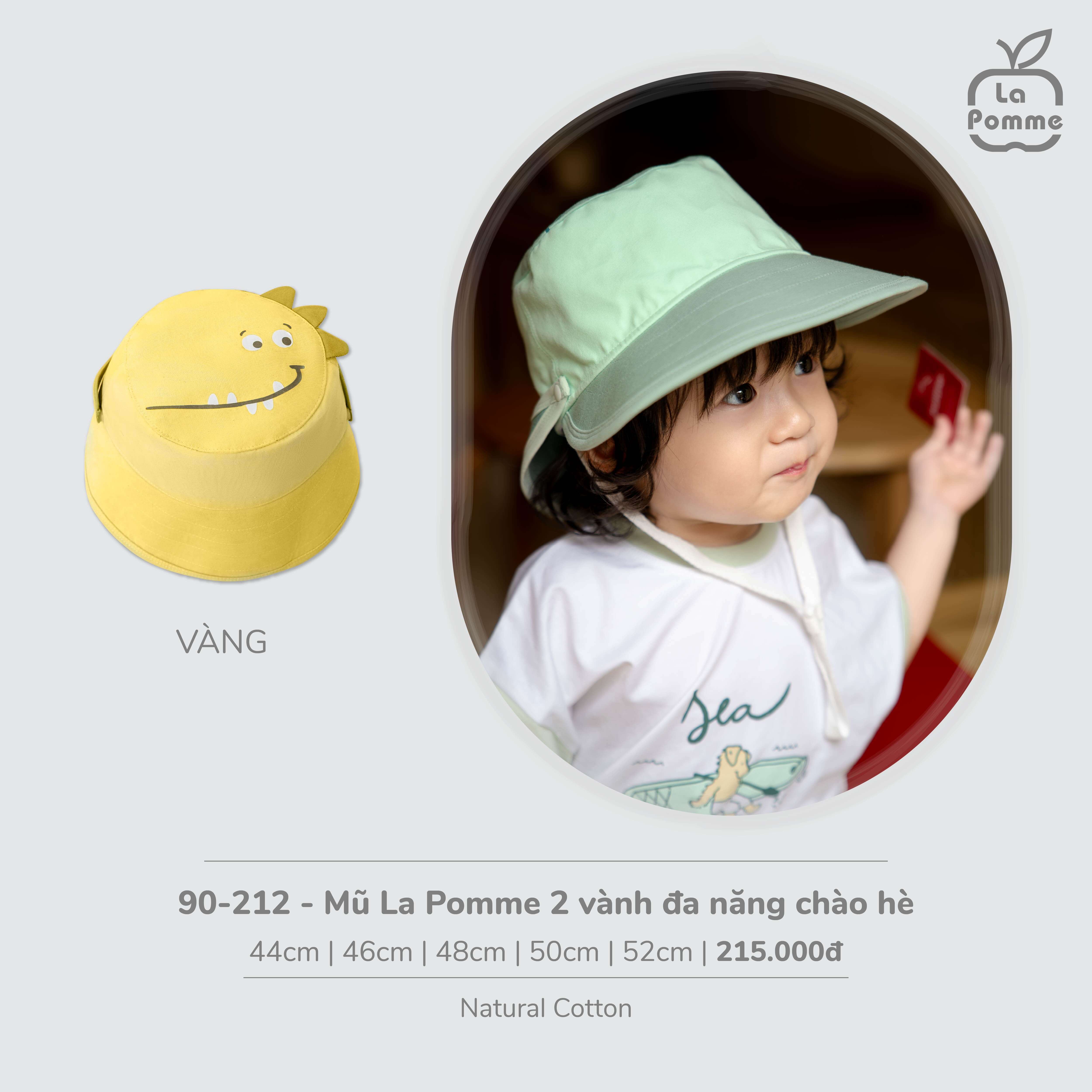 Mũ La Pomme 2 vành đa năng chào hè Vàng (44cm,46cm,48cm,50cm,52cm) — ảnh 3