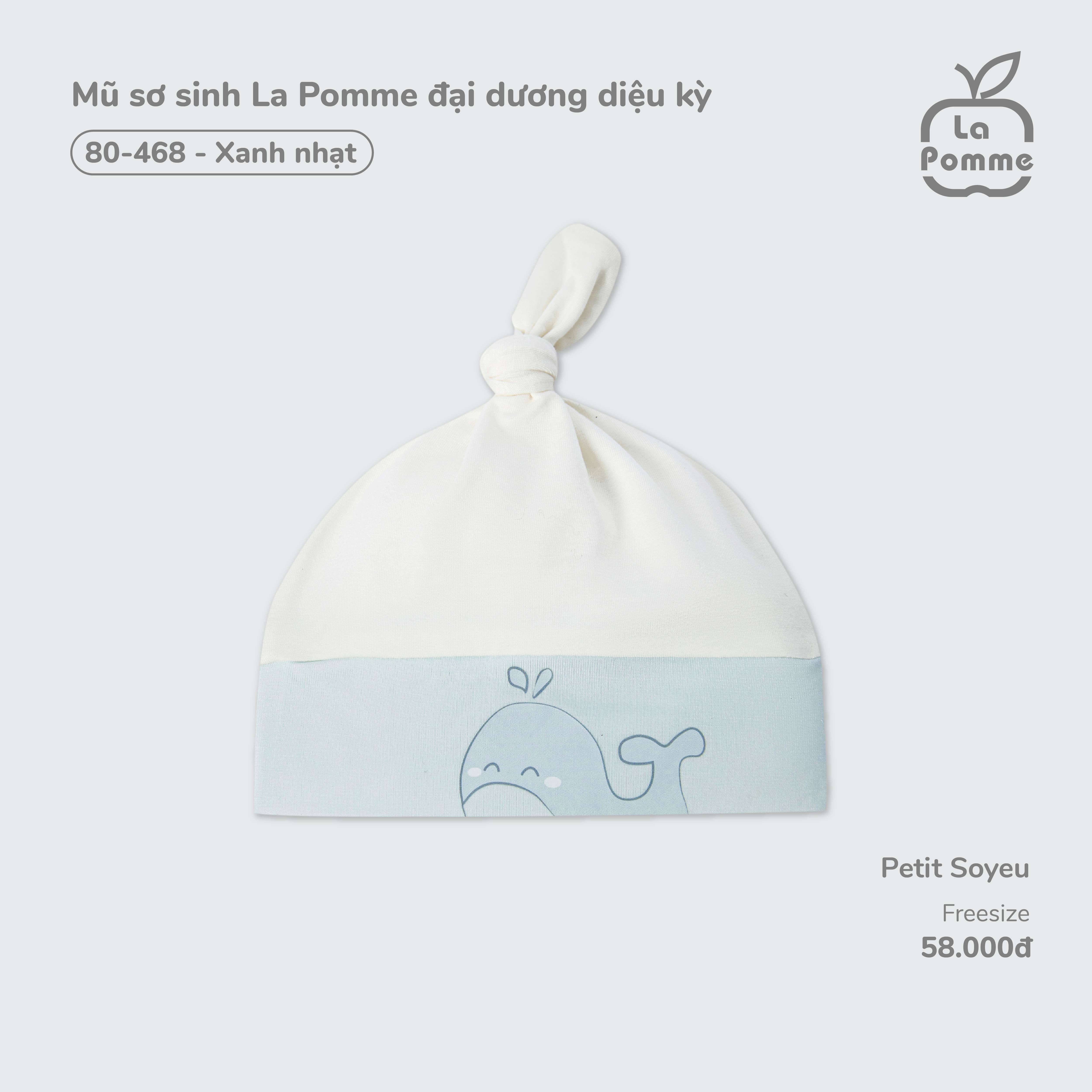 Mũ sơ sinh La Pomme đại dương diệu kỳ - Xanh nhạt — ảnh 2