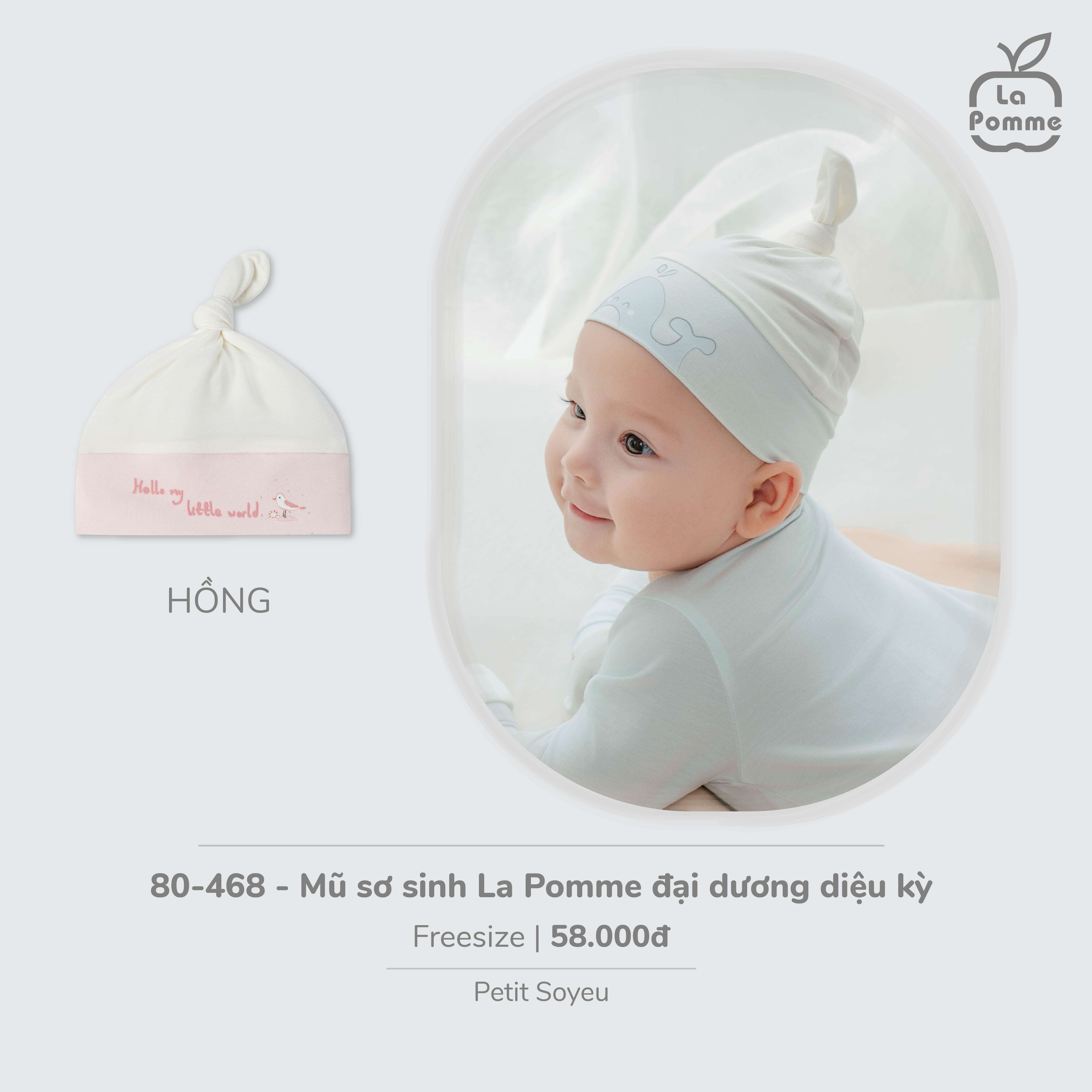 Mũ sơ sinh La Pomme đại dương diệu kỳ - Xanh nhạt