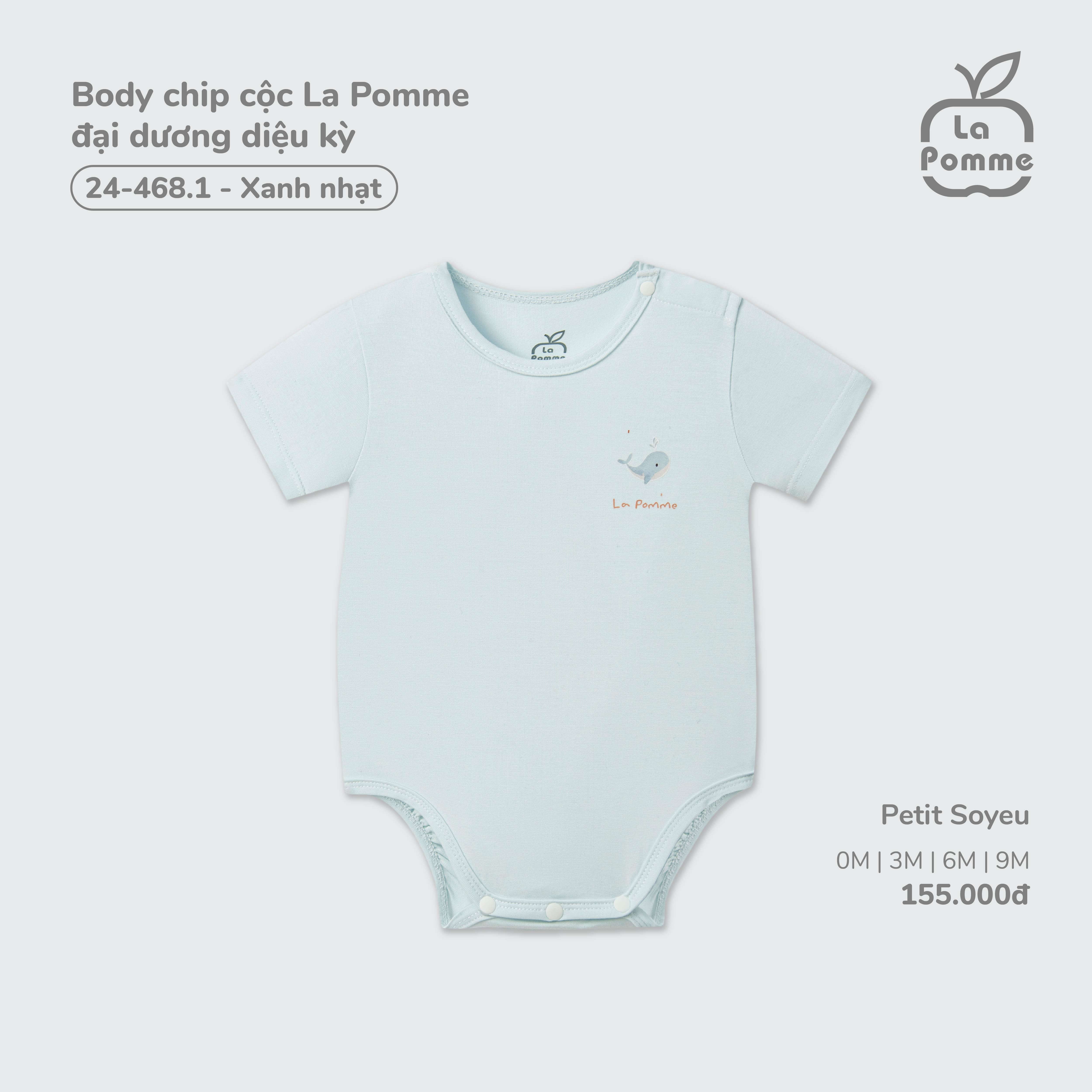 Body chip cộc mở cúc La Pomme đại dương diệu kỳ Xanh nhạt (3M,6M,9M)