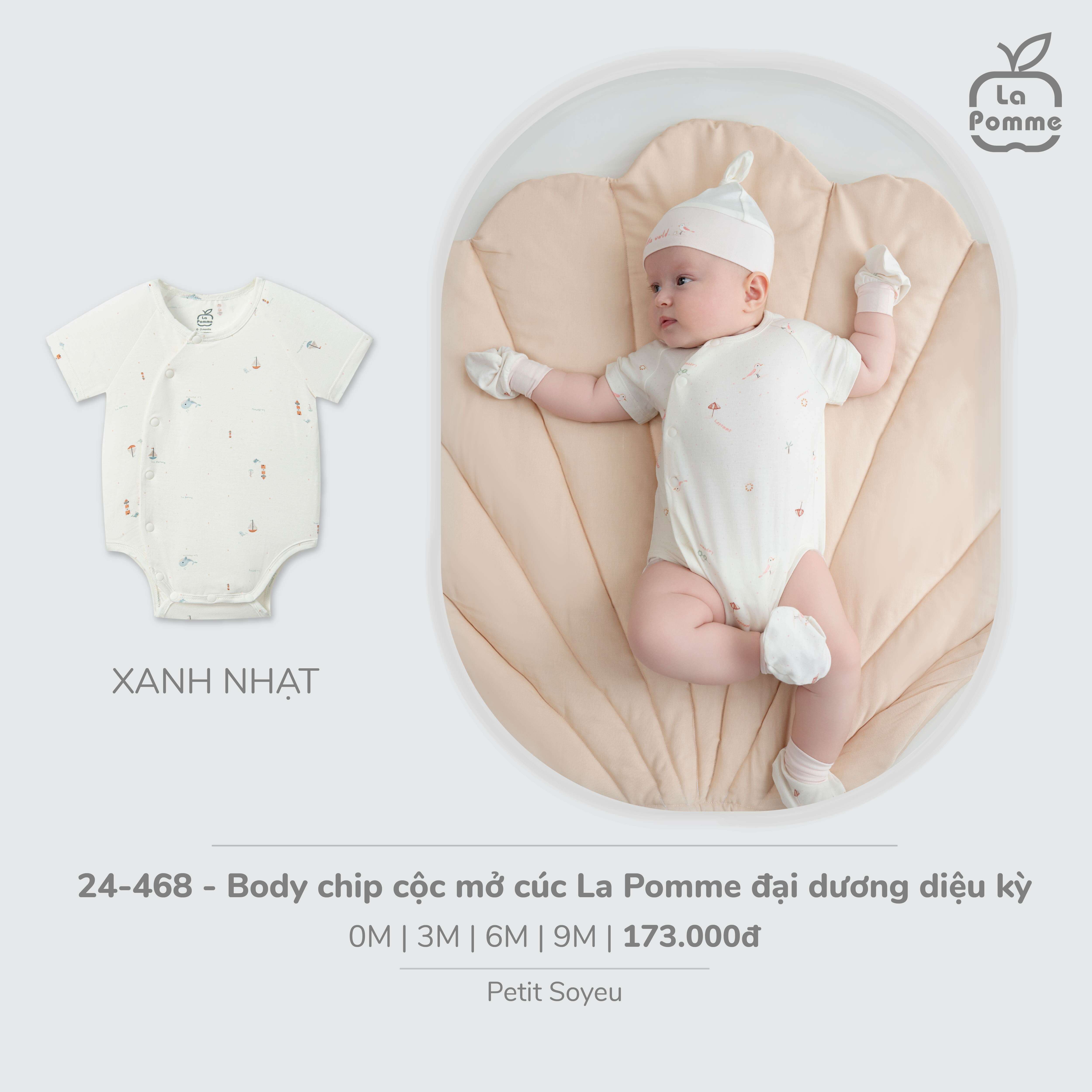 Body chip cộc mở cúc La Pomme đại dương diệu kỳ Hồng (3M,6M,9M) — ảnh 2
