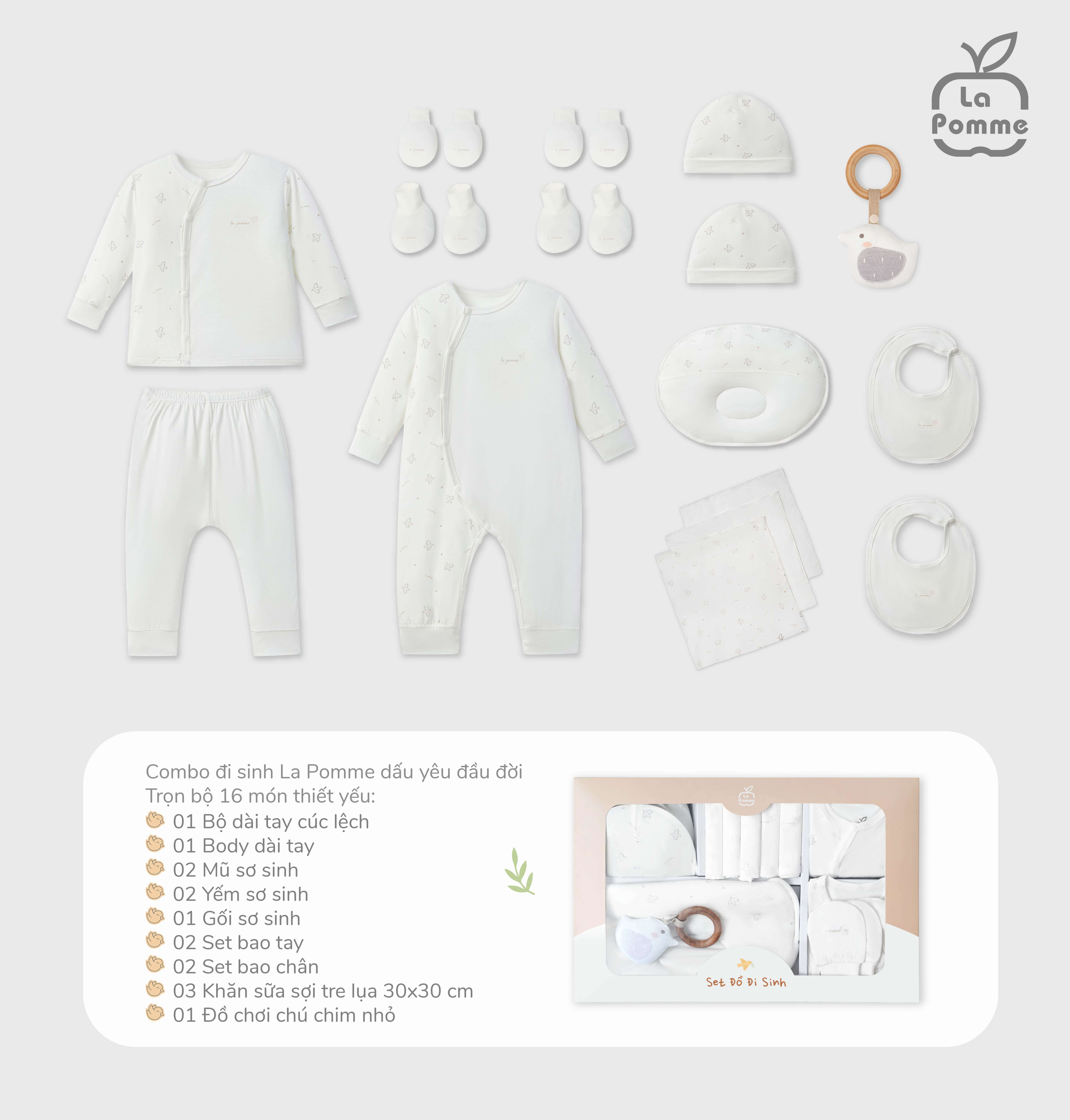Combo đi sinh La Pomme dấu yêu đầu đời - Newborn Trắng — ảnh 3