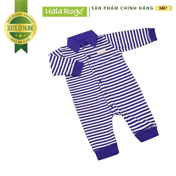 Body Ualarogo sơ sinh Bamboo có cổ (0-3M, 3-6M), (Họa tiết Xanh Navy, Xanh) — ảnh 2