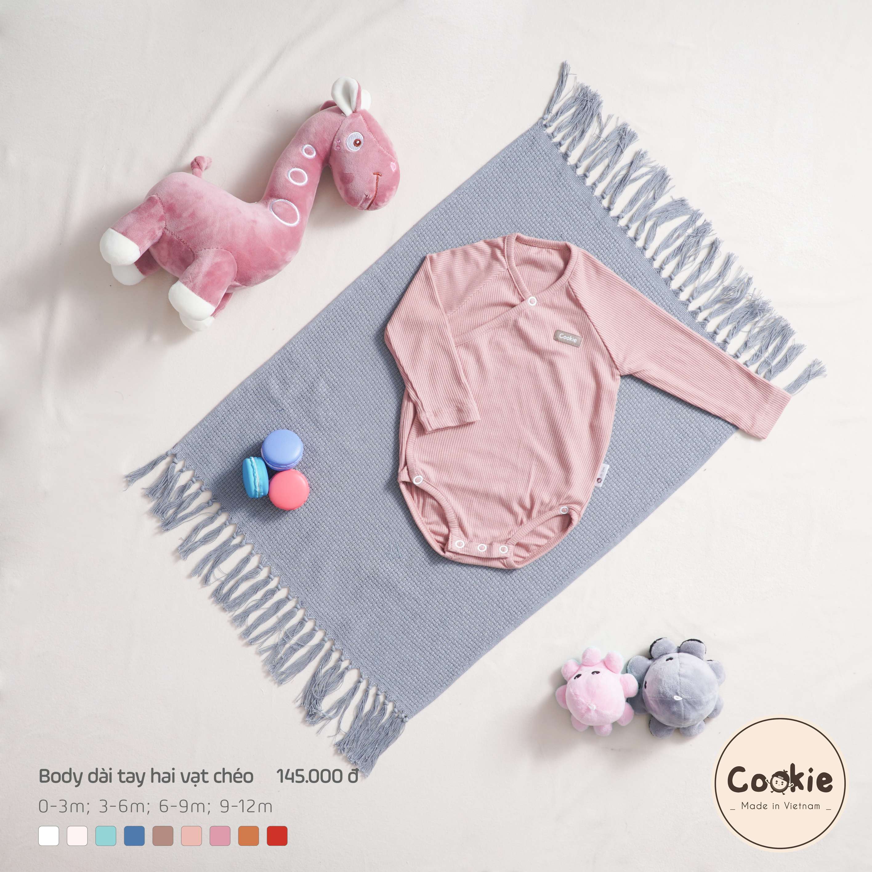 Bodysuit Cookie vạt chéo dài tay