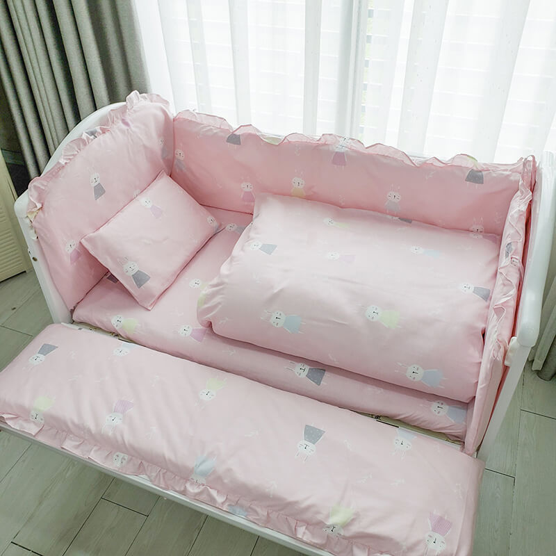 Quây cũi vải 9 món Umoo (dành cho quây cũi gỗ) (Quây Vải trắng, quây Vải thỏ hồng, quây Vải voi hồng, quây Vải voi xám, quây Vải xương rồng) — ảnh 2