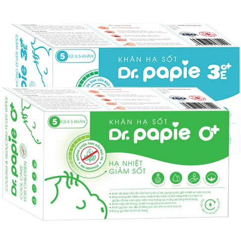 Khăn hạ nhiệt giảm sốt Dr papie (0M+ & 3M+)