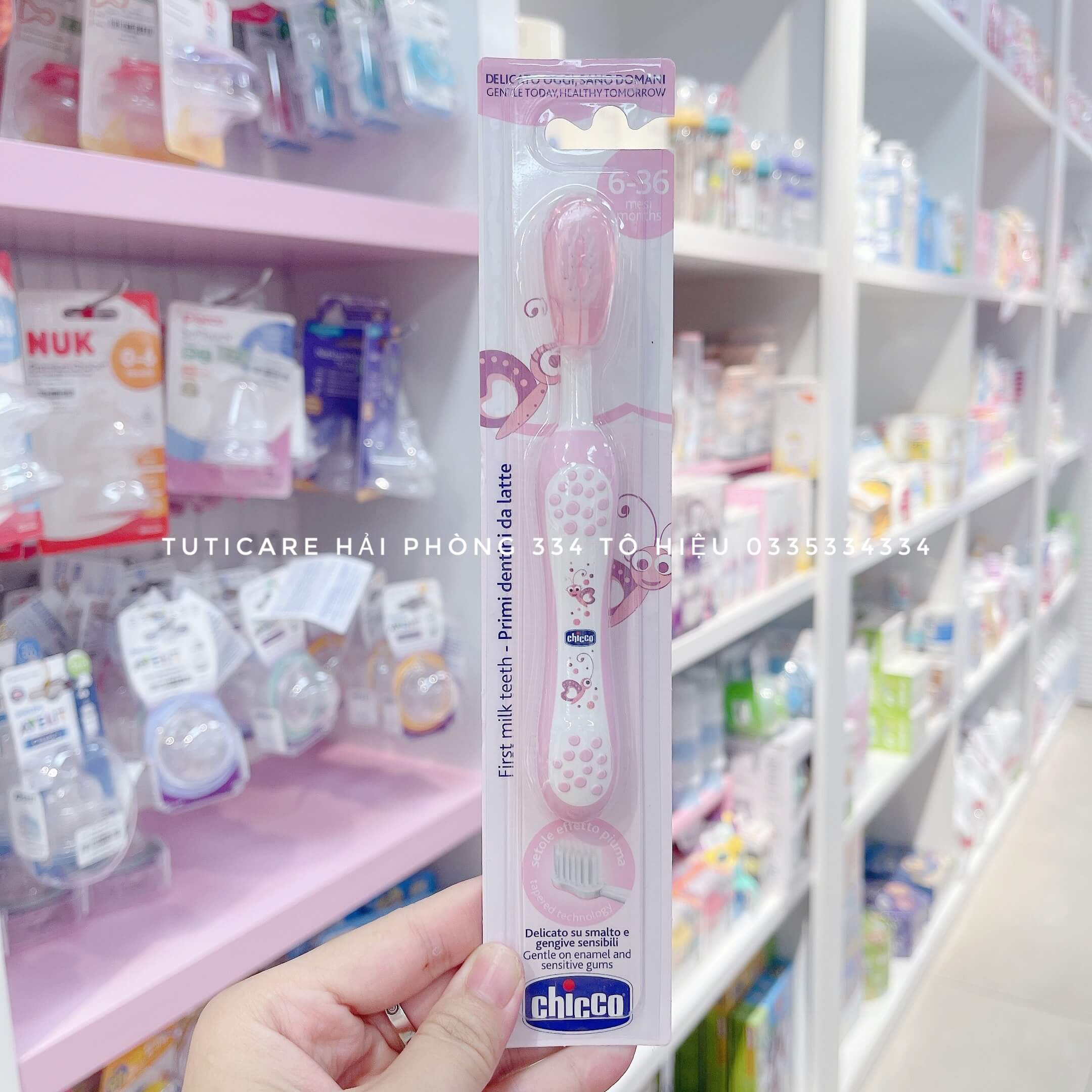 Bàn chải đánh răng Chicco (Hình Bướm hoa, hình Cá xanh, hình Rùa con) — ảnh 3
