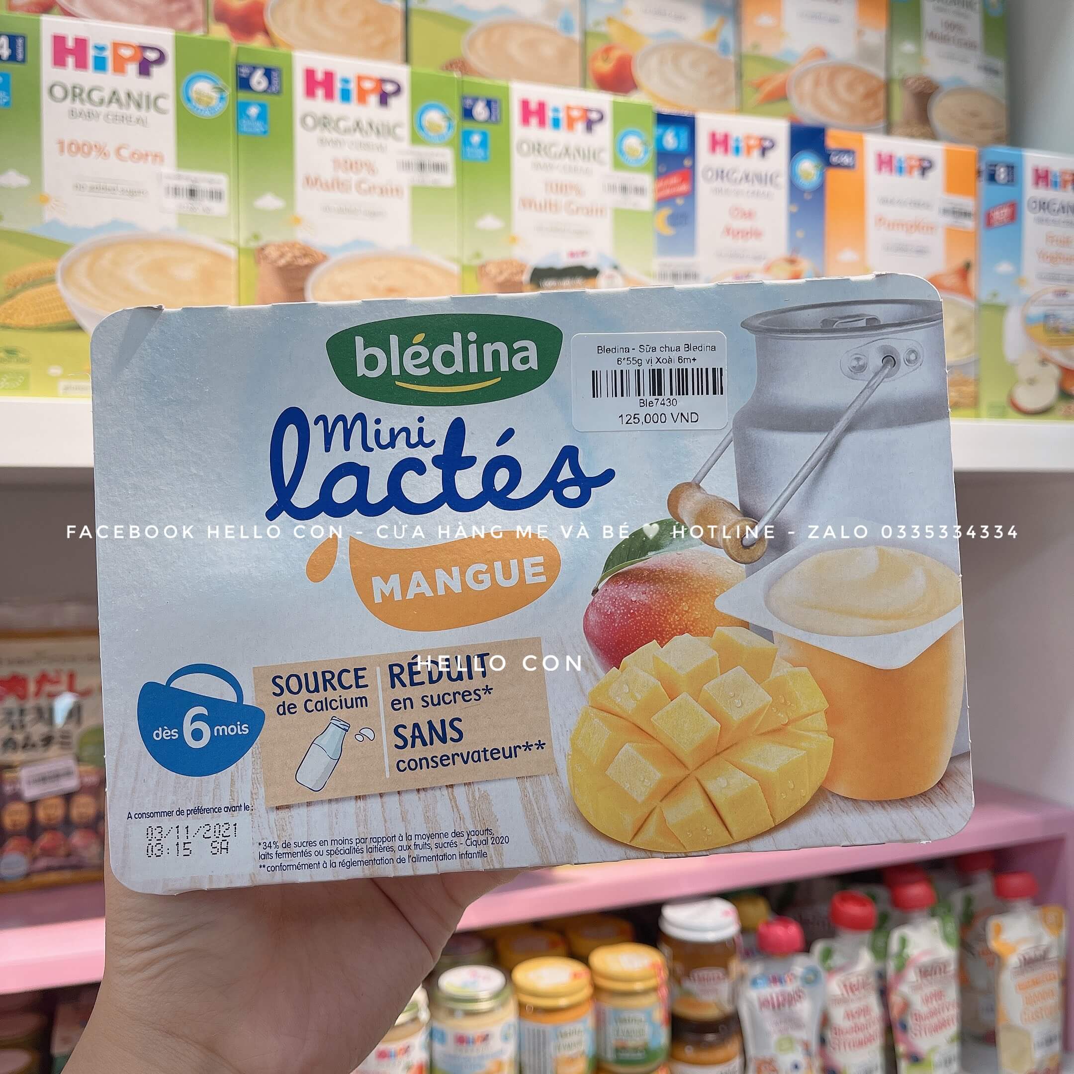 Sữa chua Bledina Mini vỉ 6 hộp*55g dành cho trẻ từ 6M+ (Vị Dâu, vị Lê, vị Chuối, vị Xoài)