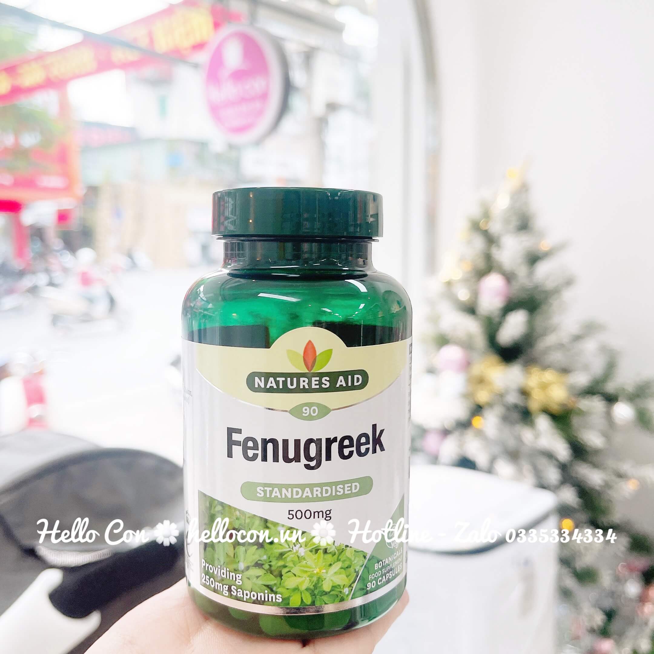 Lợi sữa Natures aid Fenugreek Cỏ cà ri có tem phụ 500mg 90 viên