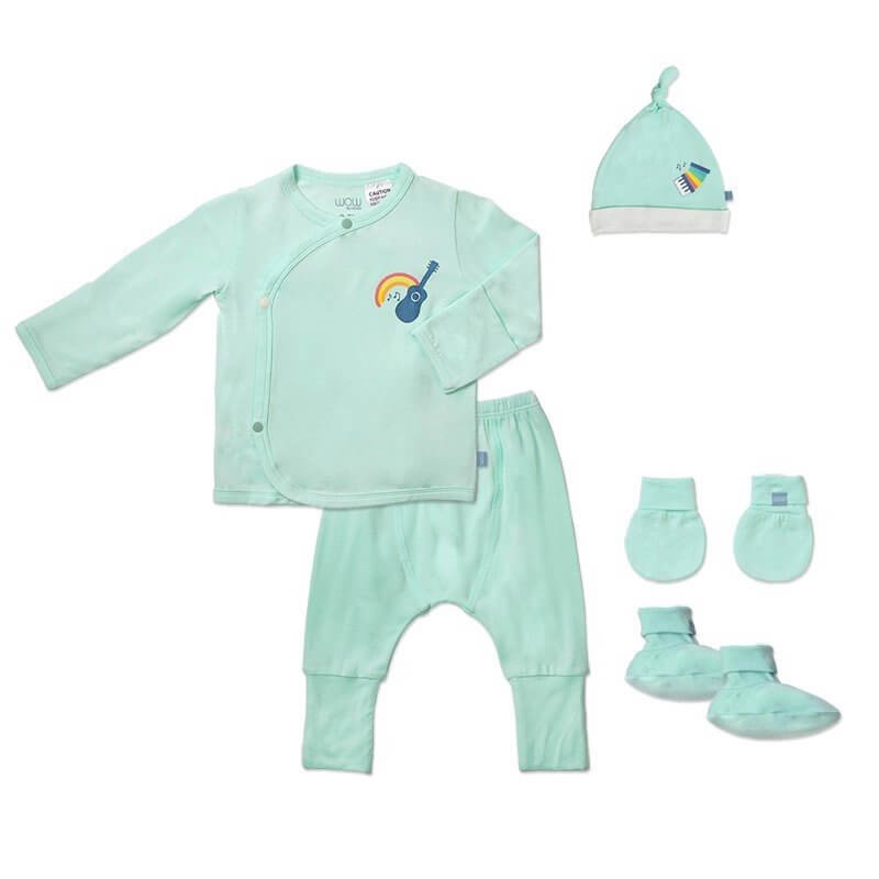 Bộ quần áo Wow quà tặng sơ sinh 0-3m (Màu Xanh blue, màu Xanh green, màu Hồng đào) — ảnh 2