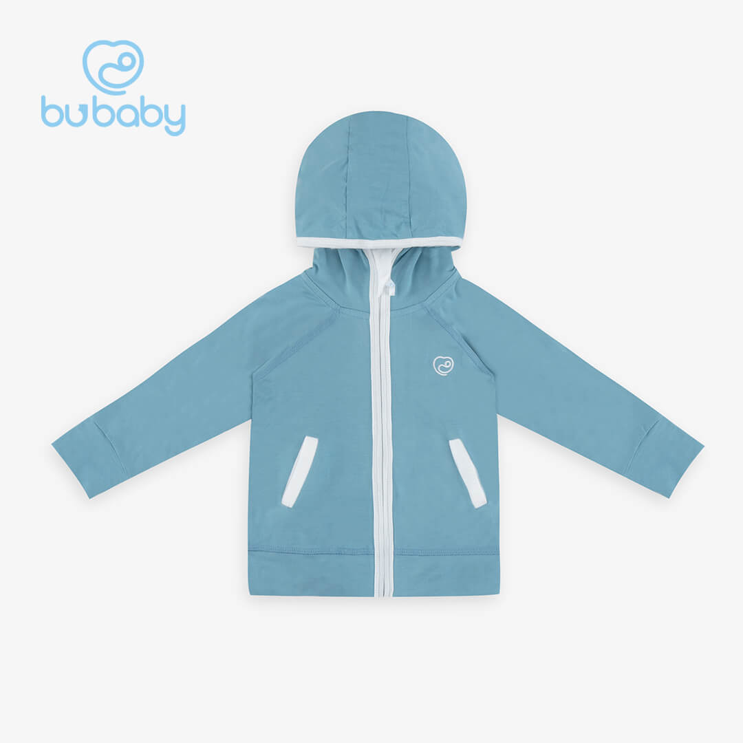 Áo chống nắng Bu baby (12-18M, 18-24M, 2-3Y, 3-4Y), (Họa tiết Blue - Cổ vịt, Hồng đào - Trắng, Xanh đậm - Trắng) — ảnh 2