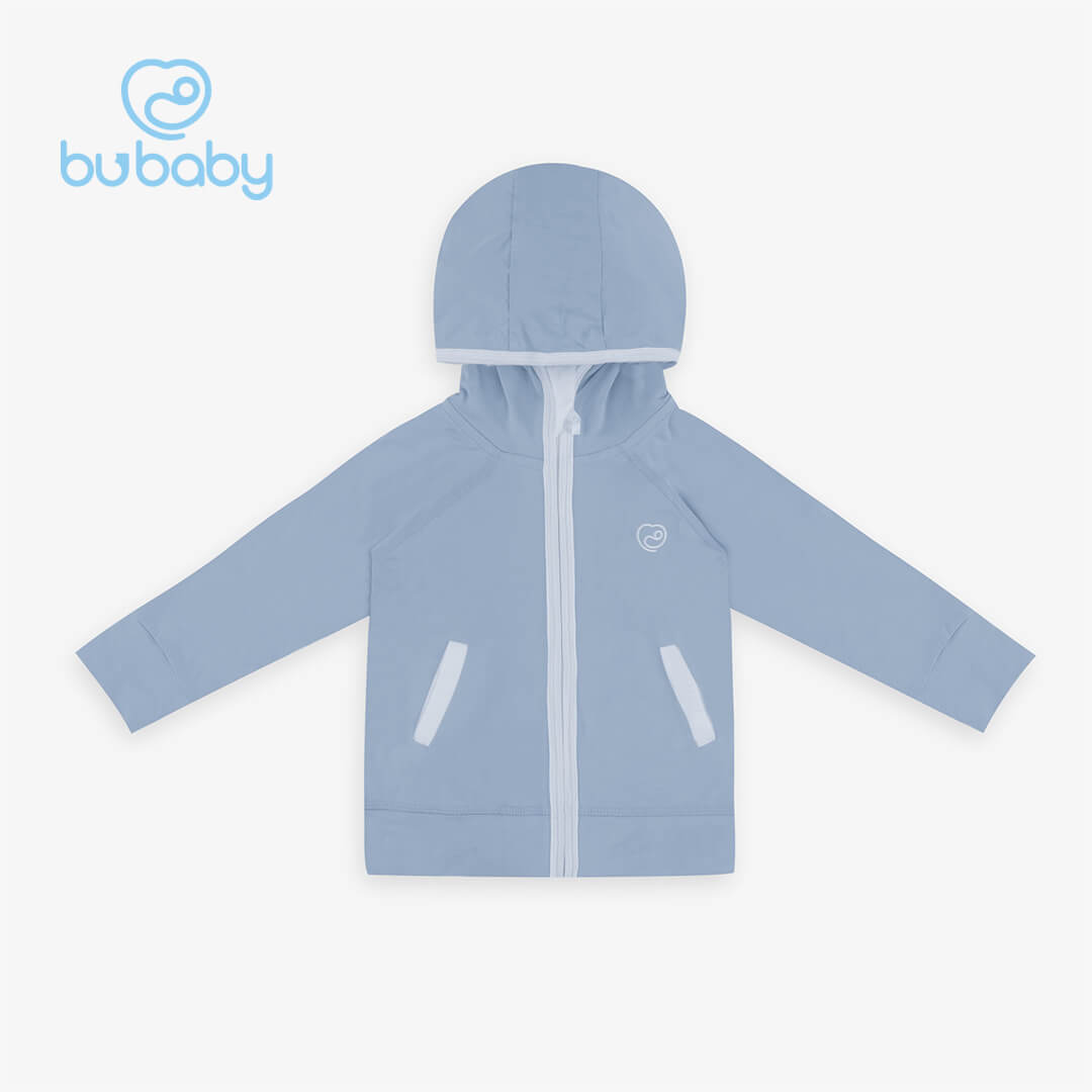 Áo chống nắng Bu baby (12-18M, 18-24M, 2-3Y, 3-4Y), (Họa tiết Blue - Cổ vịt, Hồng đào - Trắng, Xanh đậm - Trắng) — ảnh 3