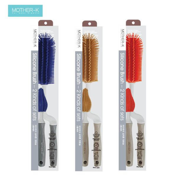 Bộ cọ bình sữa, núm ti Silicone Mother-K (Màu Đỏ, Xanh, Vàng)