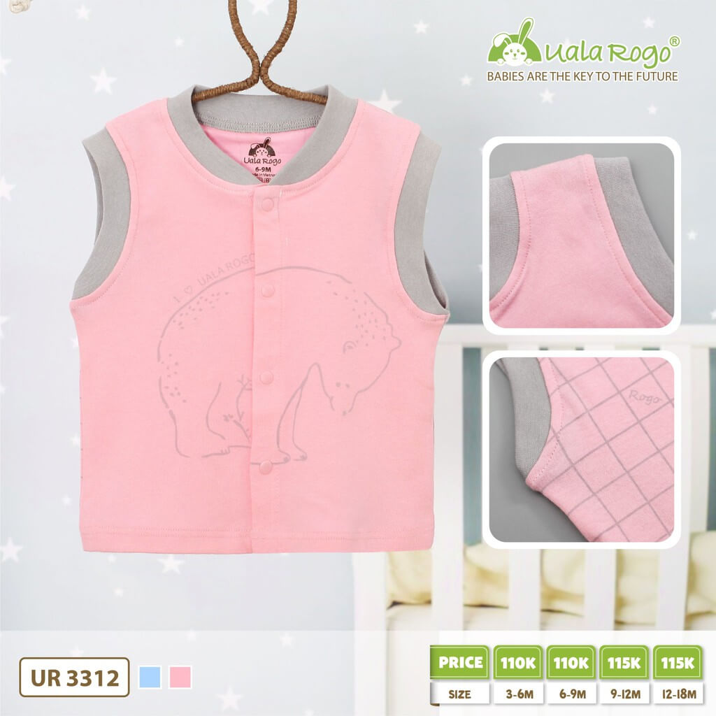 Áo Gile in hình gấu Ualarogo (6-9M, 9-12M), (Họa tiết Xanh, Hồng) — ảnh 2